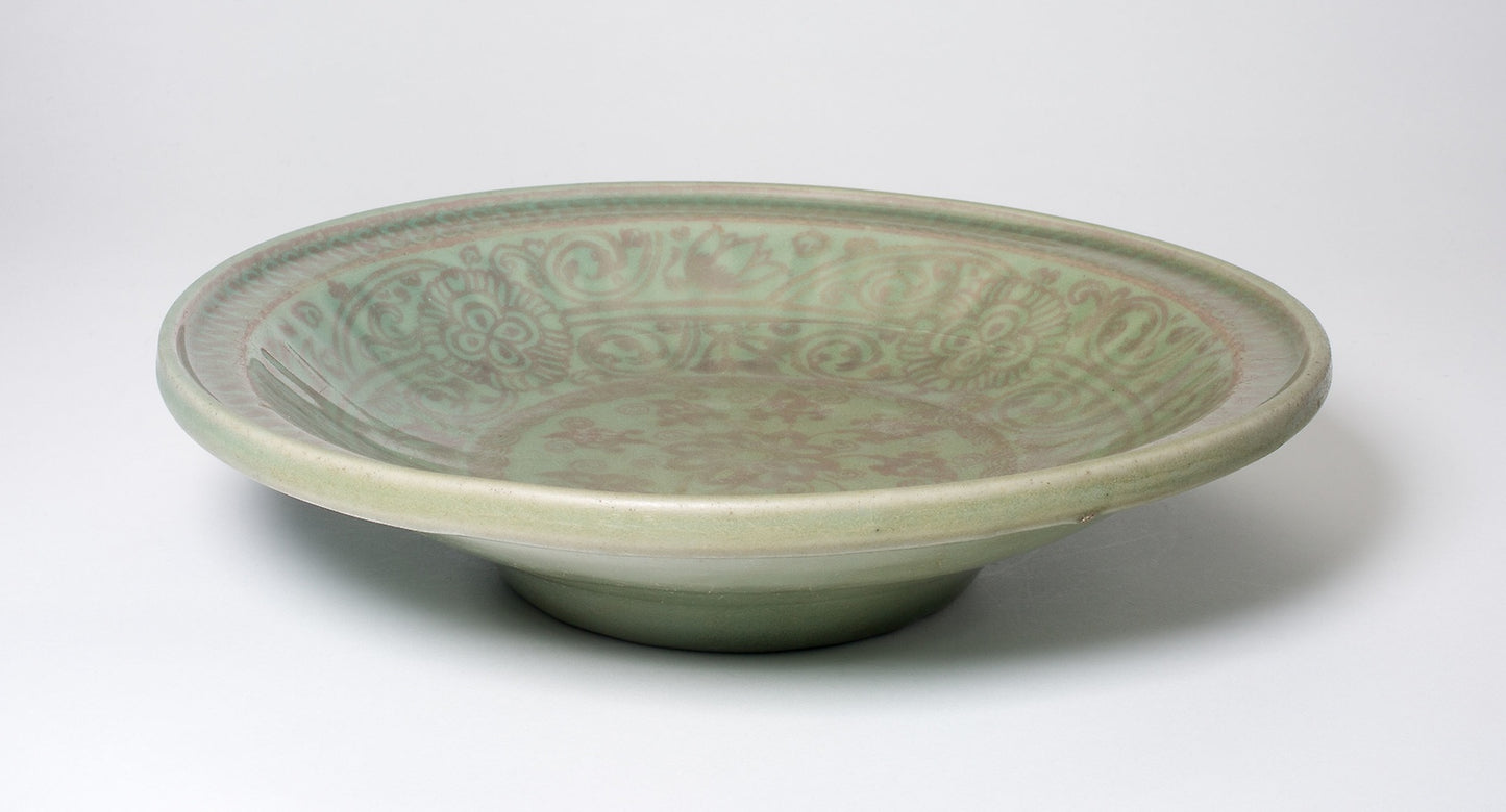 Ribbed Dish with Floral Scrolls - China, Poster Print Wall Art