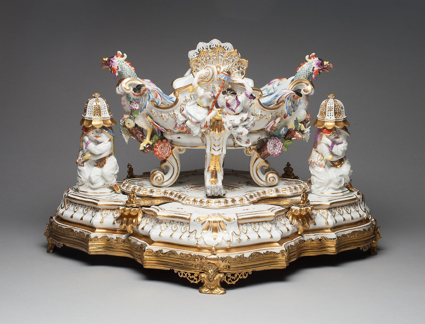 Centerpiece and Stand with Pair of Sugar Casters and Oil or Vinegar Cruet - Meissen Porcelain Manufactory , Poster Print Wall Art