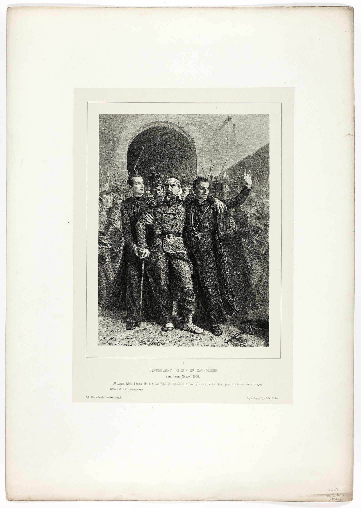 Devotion of the Catholic clergy in Rome, April 30, 1849, from Souvenirs d’Italie - Expédition de Rome - Denis Auguste Marie Raffet (French, 1804-1860), Poster Print Wall Art