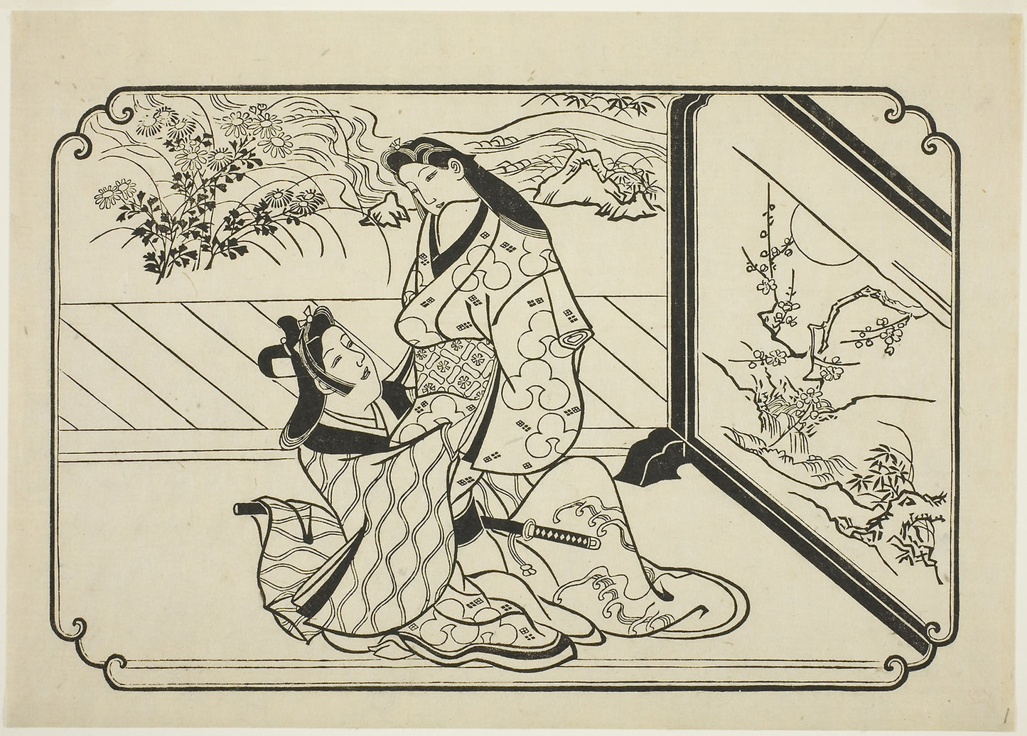 Behind the Screen - Hishikawa Moronobu, Poster Print Wall Art