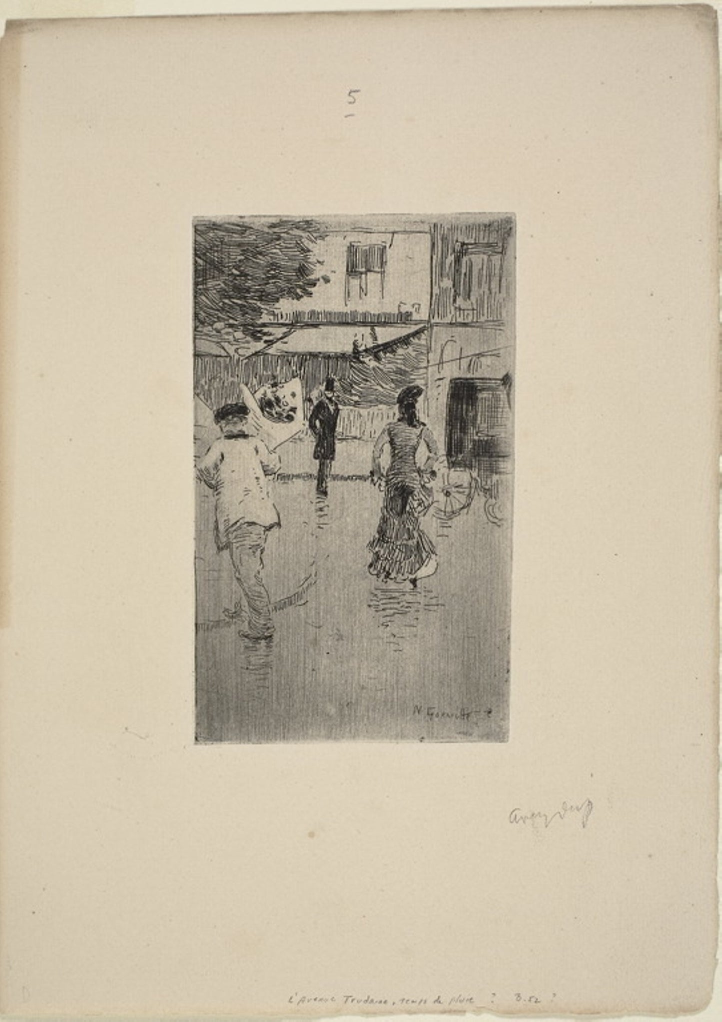 Avenue Trudaine on a Rainy Day - Norbert Goeneutte, Poster Print Wall Art