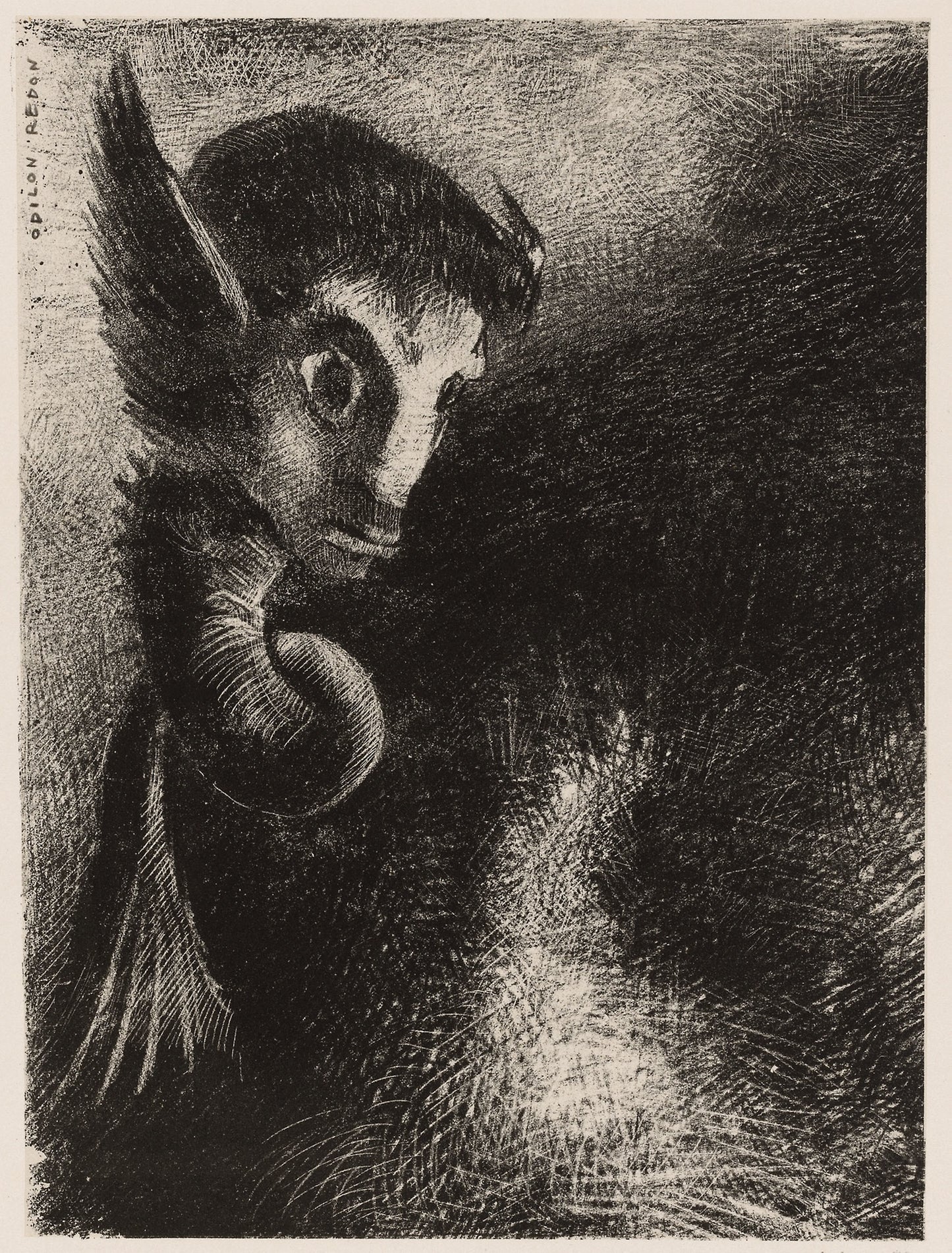 The Chimera Gazed at all Things with Fear, from Night - Odilon Redon, Poster Print Wall Art