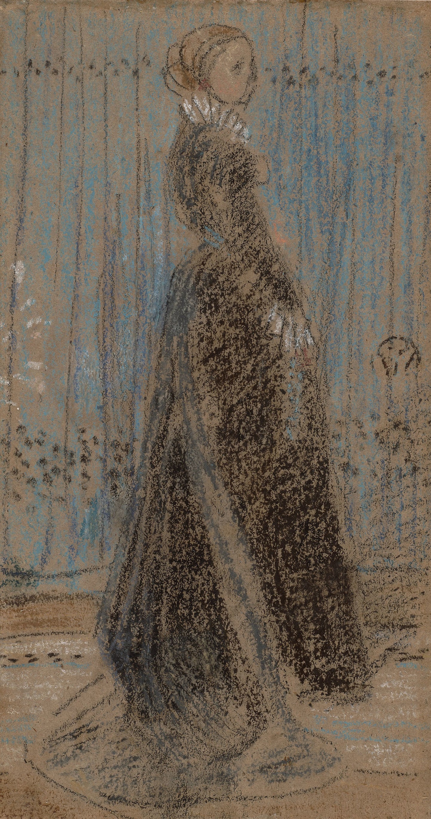Study for "Arrangement in Black, No. 2 - Portrait of Mrs. Huth" (recto); Study (verso) - James McNeill Whistler, Poster Print Wall Art