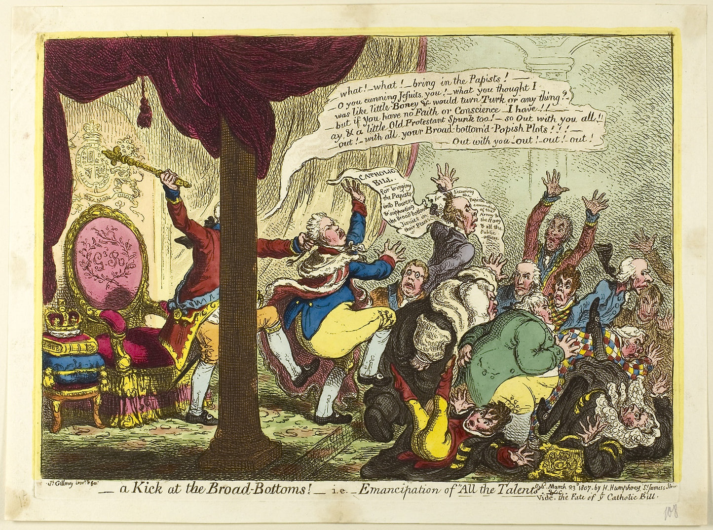 A Kick at the Broad Bottoms - James Gillray (English, 1756-1815), Poster Print Wall Art