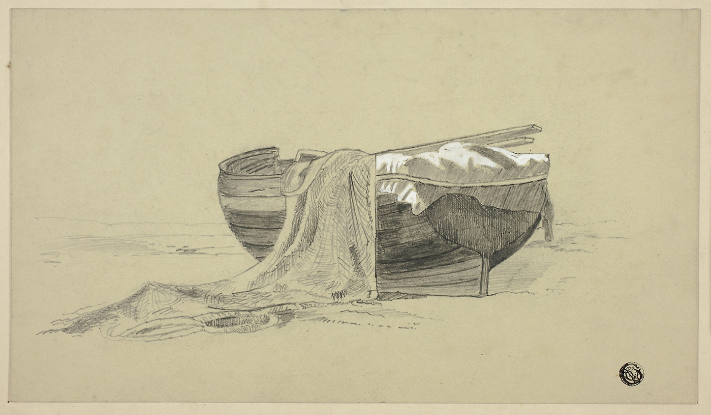 Fishing Boat on Shore - J. K. Rutter, Poster Print Wall Art