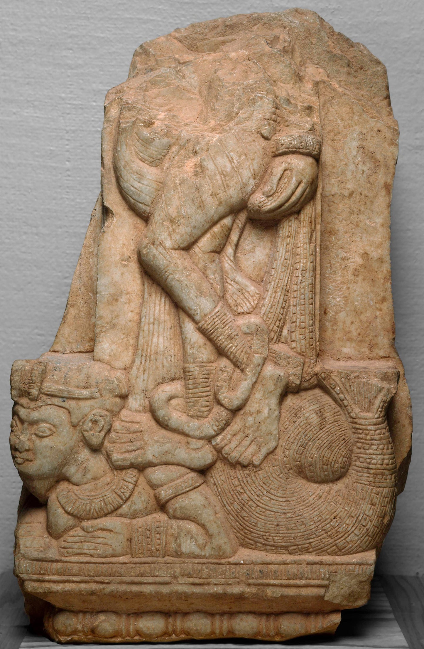 Yakshi Standing on a Fishtailed Mythical Beast (Makara) - India, Poster Print Wall Art