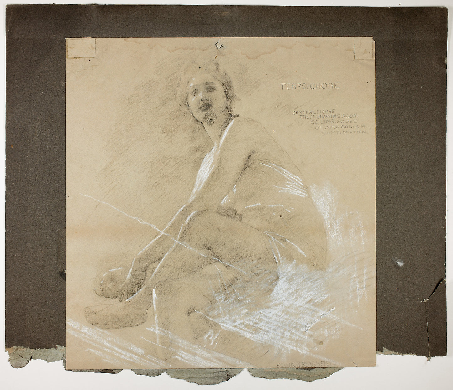 Terpsichore (recto), and Dancing Female Figure (verso), Mural Studies for Drawing Room Ceiling, Residence of Collis P. Huntington, now Yale University Art Gallery - Edwin Howland Blashfield, Poster Print Wall Art