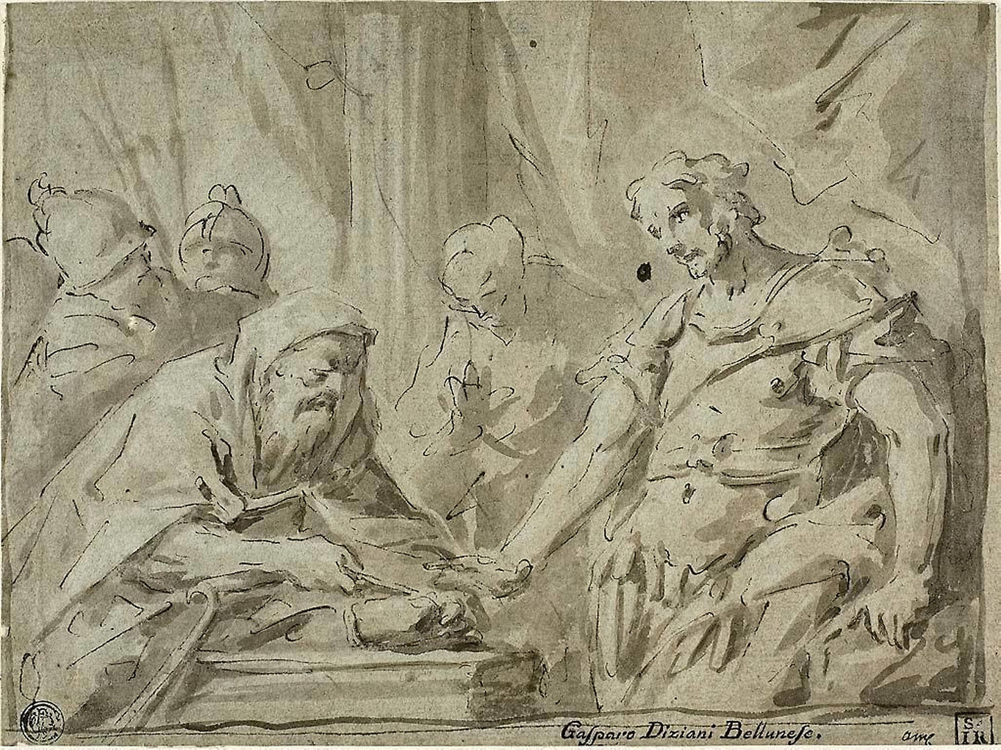 David Receiving the Hallowed Bread from Alchimelek - Gaspare Diziani, Poster Print Wall Art