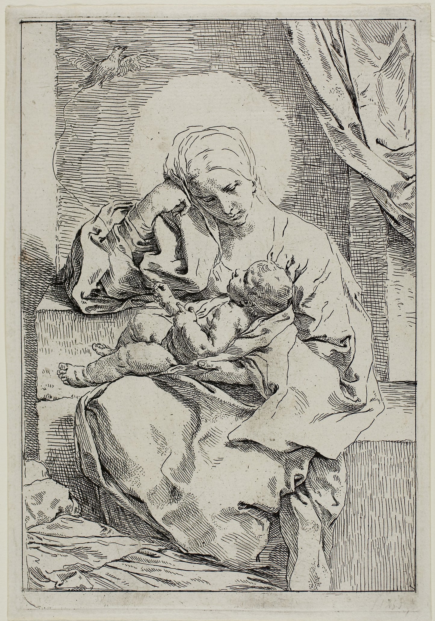 Madonna and Child with a Finch - Simone Cantarini, Poster Print Wall Art