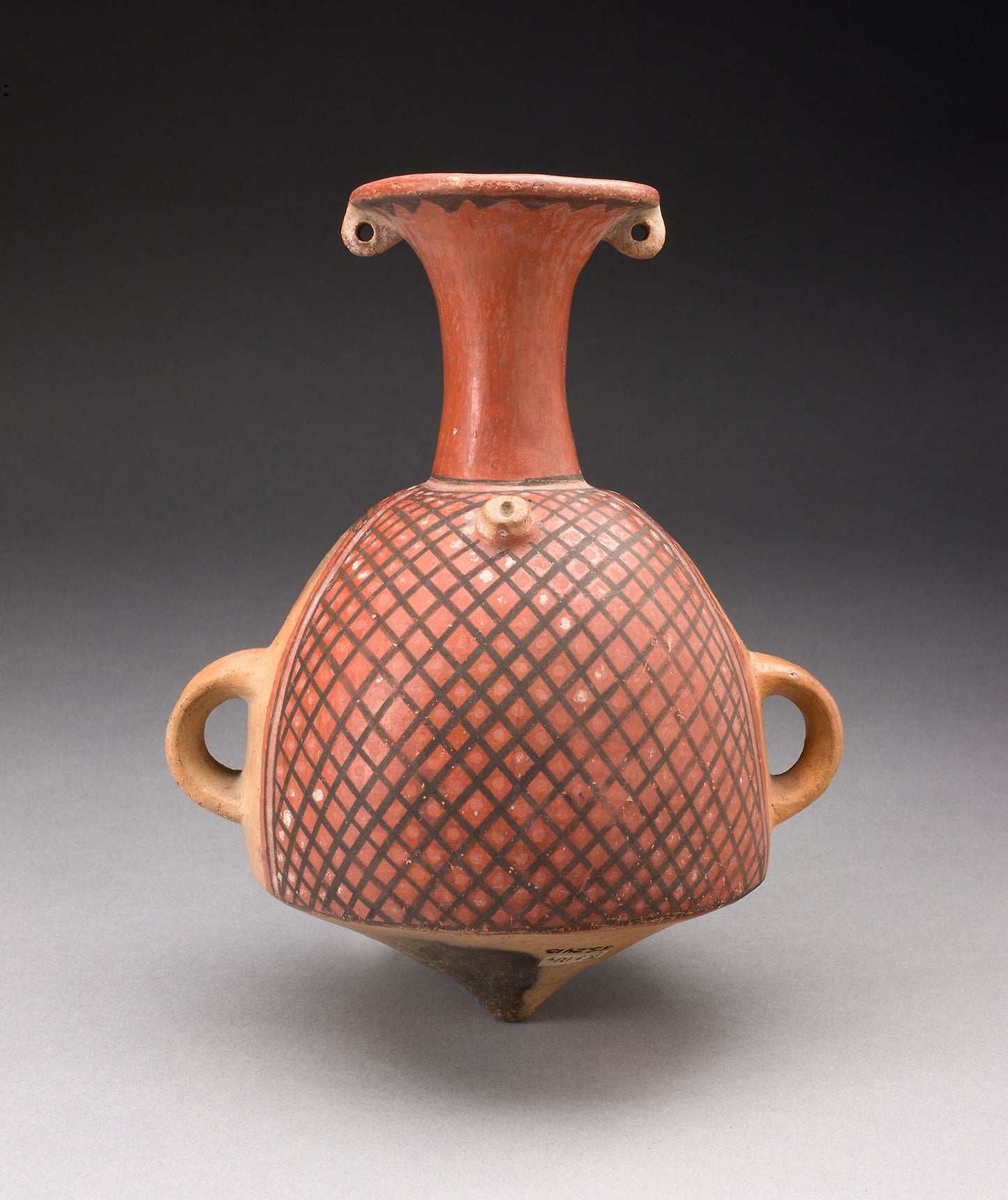 Vessel (Aryballos) with Textile Pattern and Spout Modeled as a Head - Inca, Poster Print Wall Art