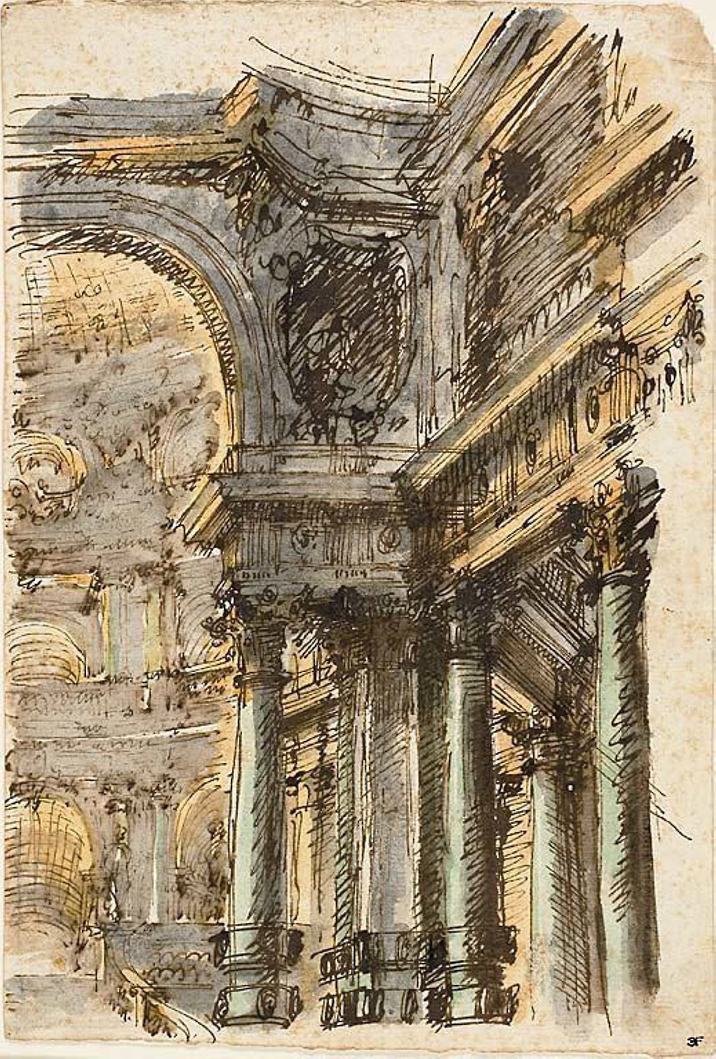 Architectural Fantasy (recto); Architectural Details (verso) - Mauro Antonio Tesi, Poster Print Wall Art