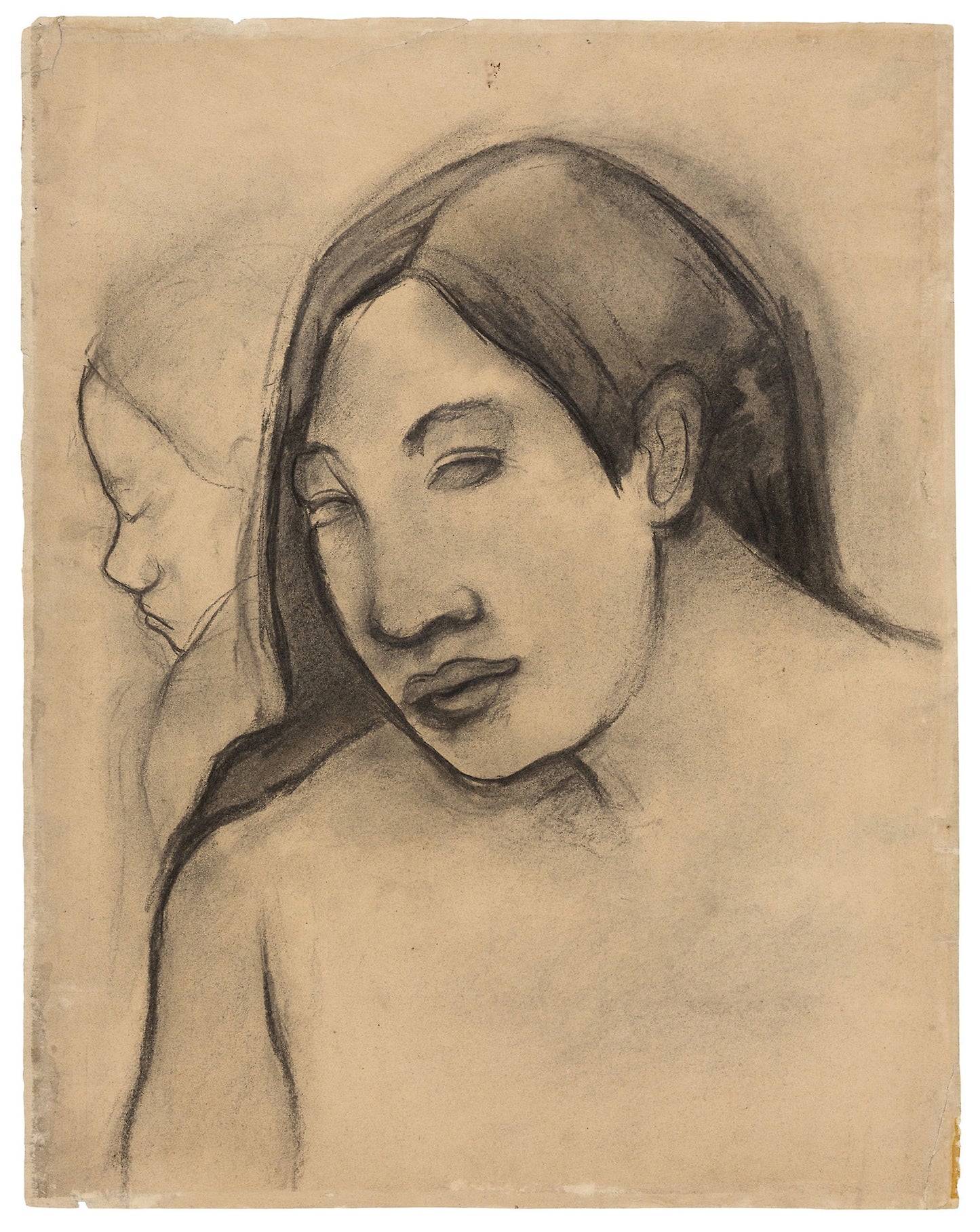Heads of Tahitian Women, Frontal and Profile Views - Paul Gauguin, Poster Print Wall Art