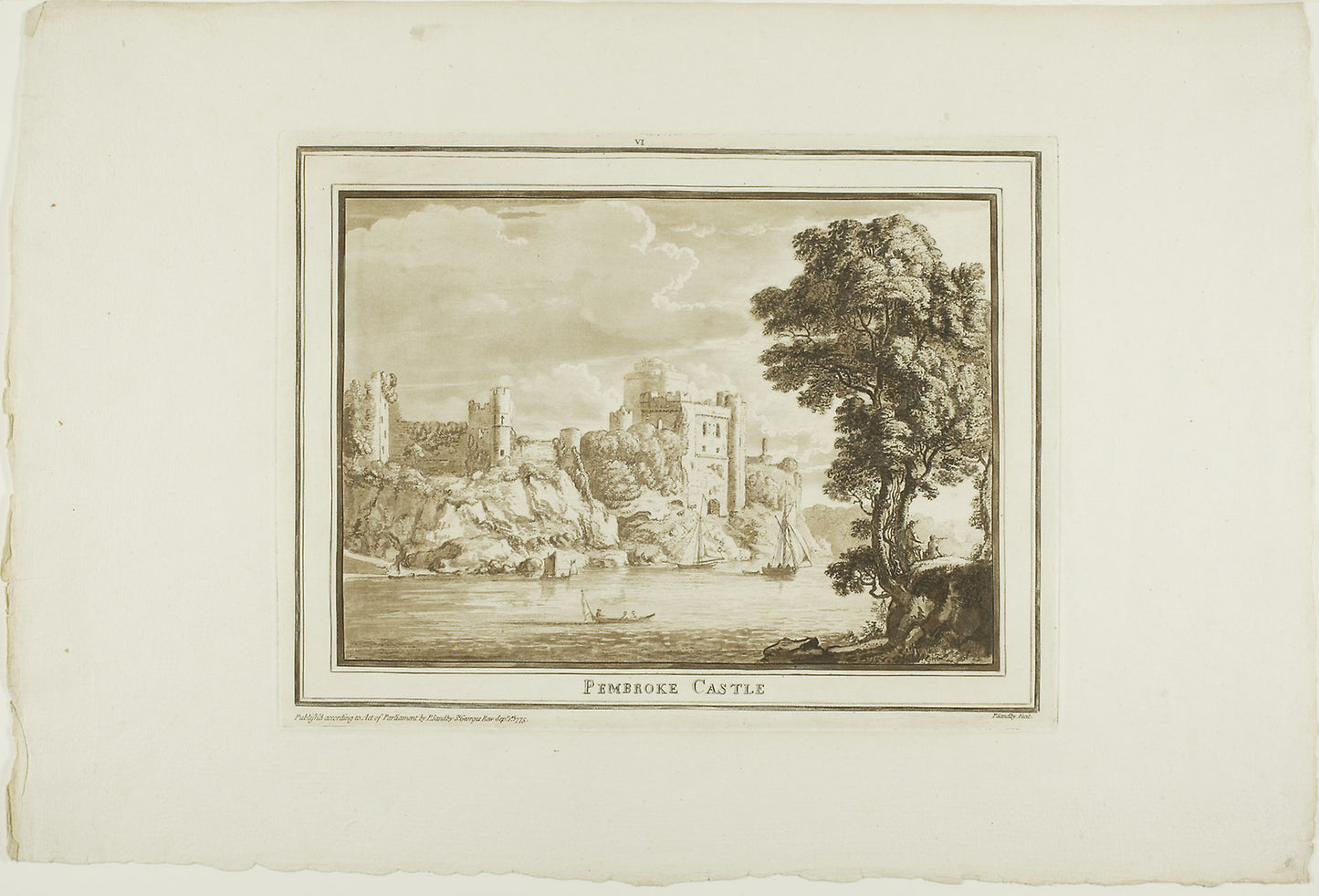 Pembroke Castle, from Twelve Views in Aquatinta from Drawings taken on the Spot in South Wales - Paul Sandby, Poster Print Wall Art