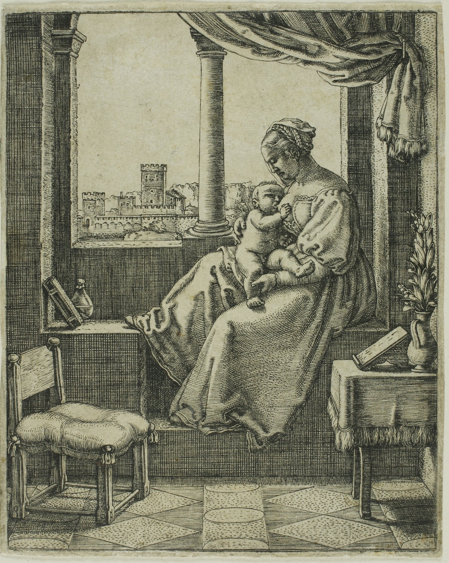 Virgin and Child - the Window - Barthel Beham, Poster Print Wall Art