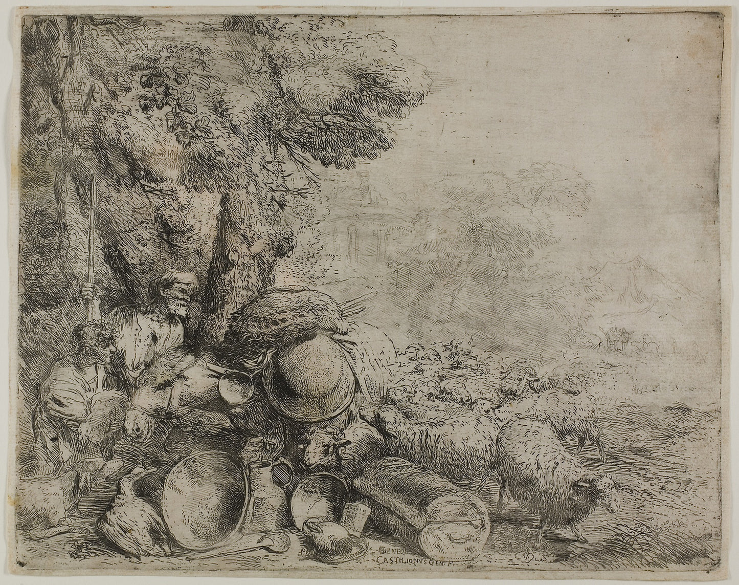 The Overloaded Donkey - Giovanni Benedetto Castiglione, Poster Print Wall Art