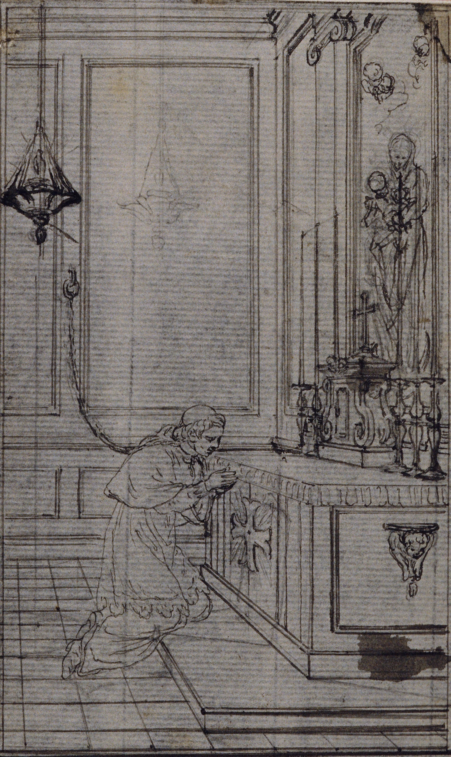 Study for Vignette in Abbé Dinouart's "Vie du Venerable don Juan de Palafox", p. 256 - Hubert François Gravelot, Poster Print Wall Art