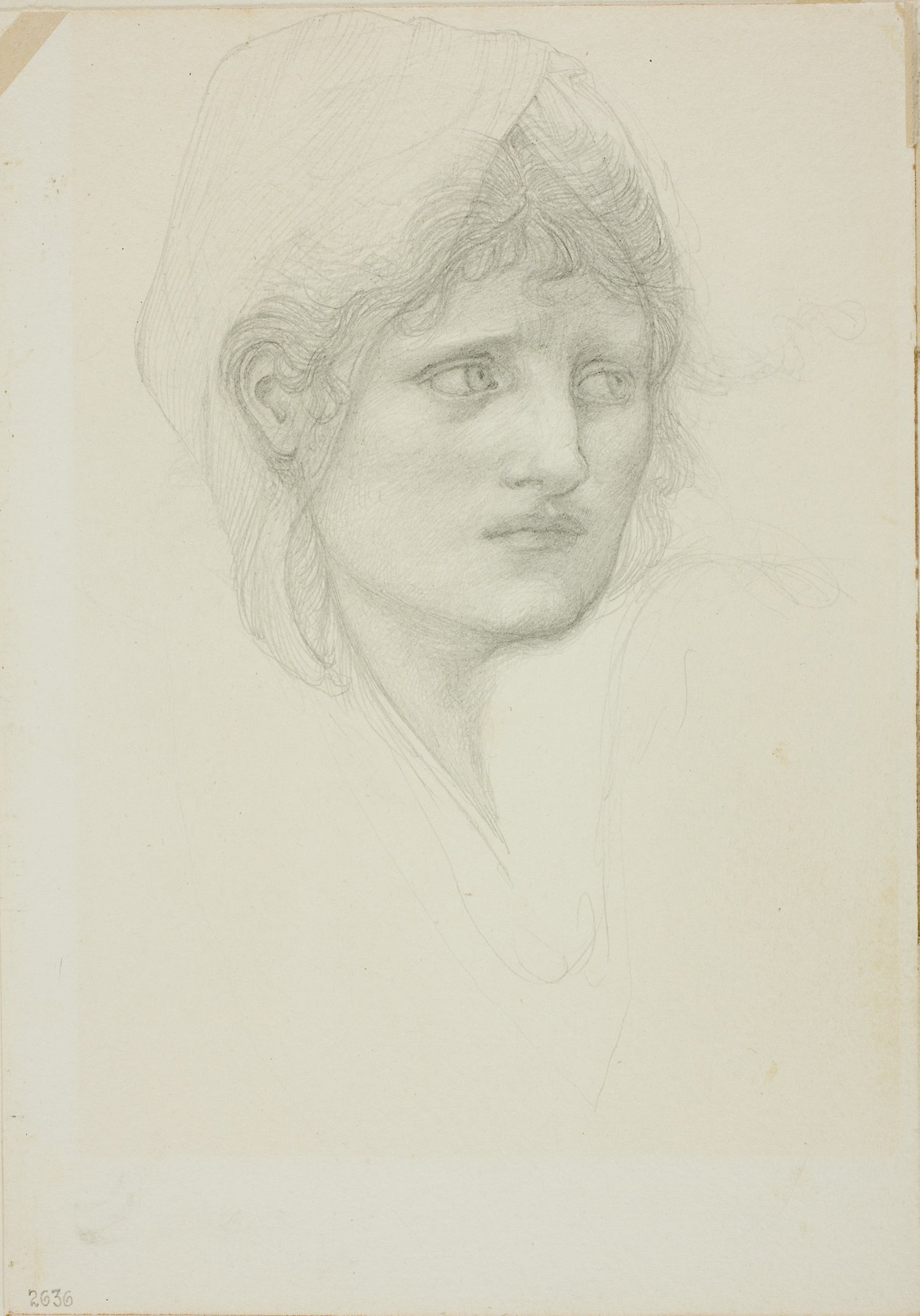 Draped Head, Eyes Looking Toward Right - Sir Edward Burne-Jones, Poster Print Wall Art