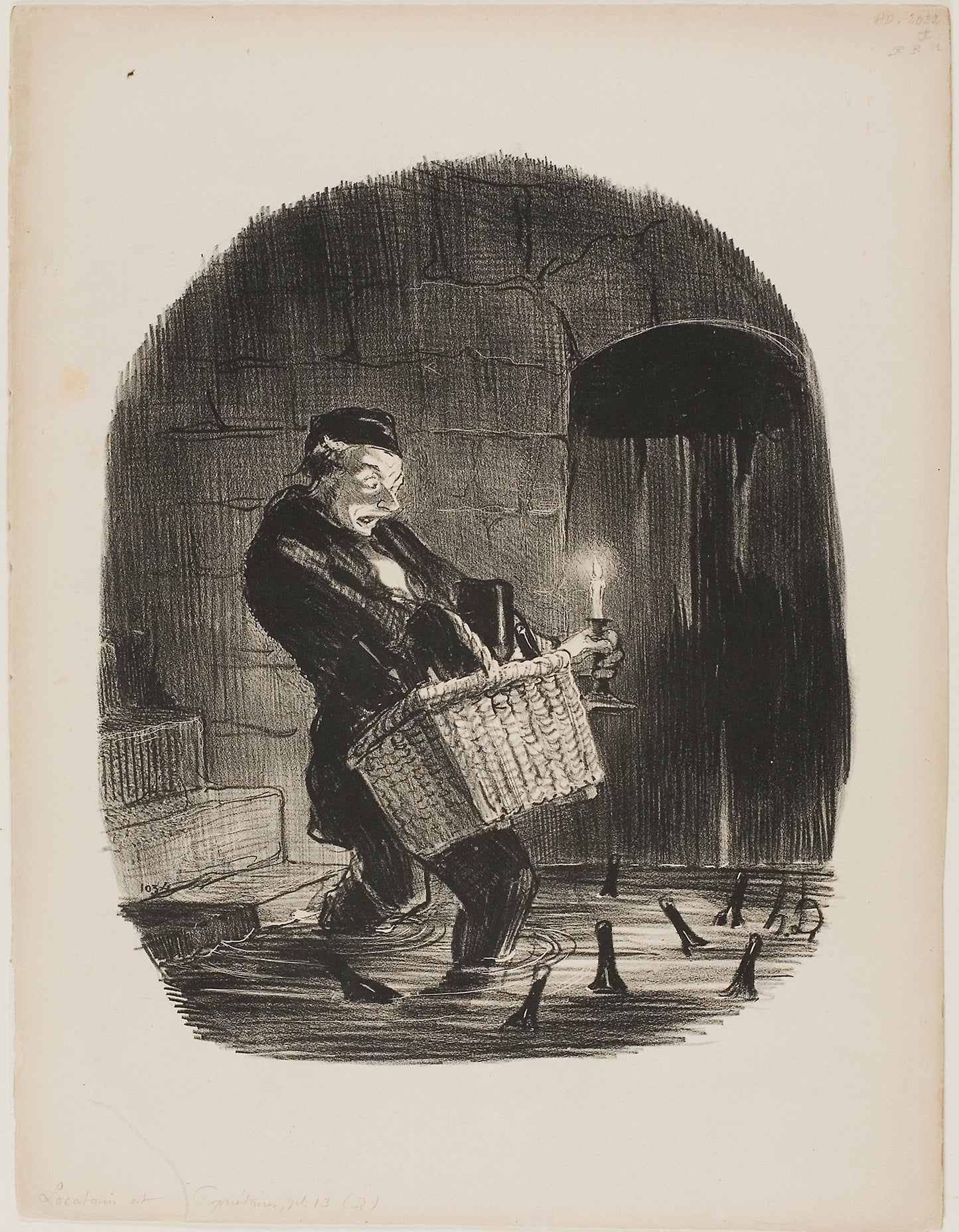 It is Inconvenient to Rent an Apartment Close to the River, plate 13 from Locataires et Propriétaires - Honoré Victorin Daumier (French, 1808-1879), Poster Print Wall Art