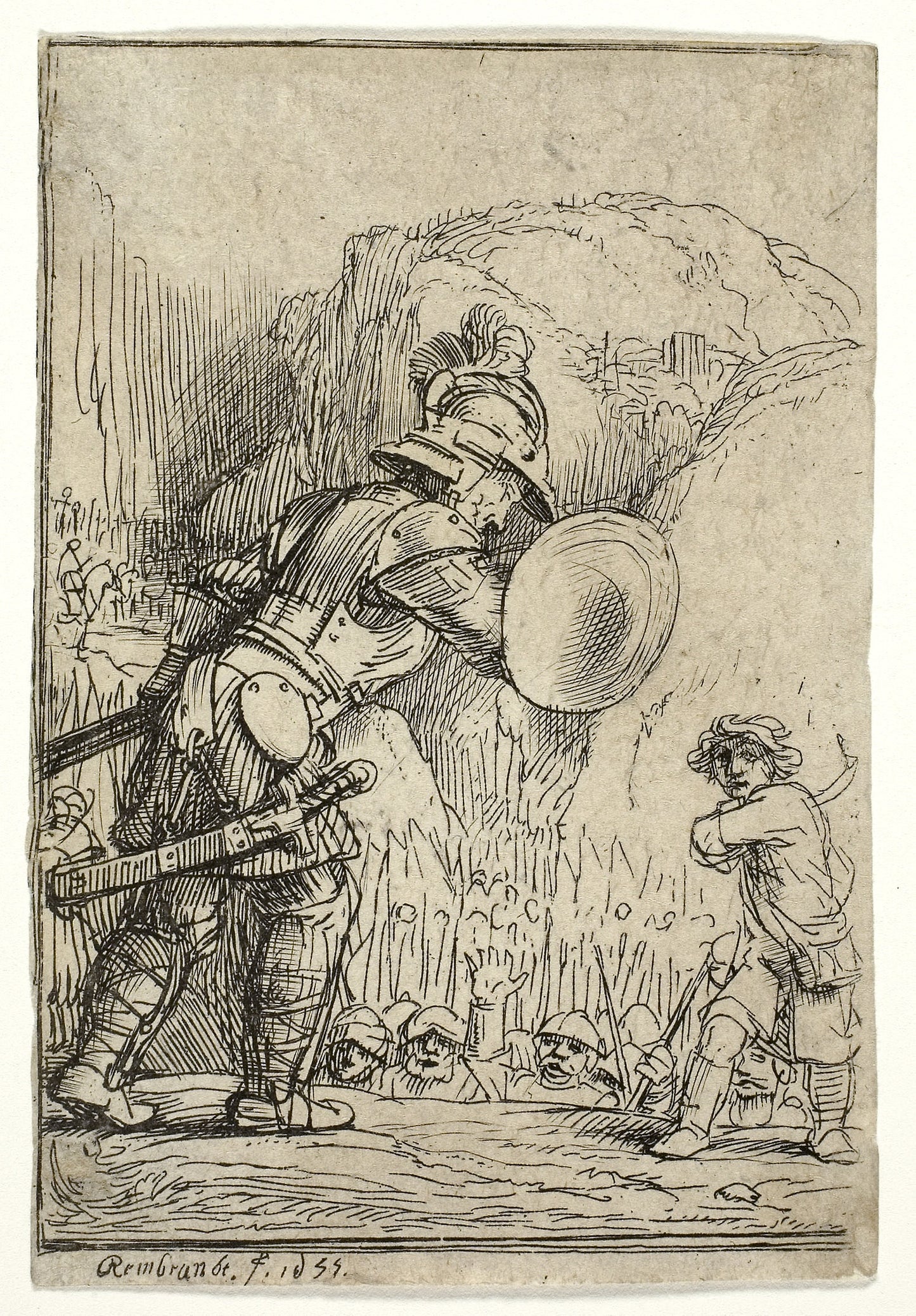 David and Goliath - Rembrandt van Rijn, Poster Print Wall Art