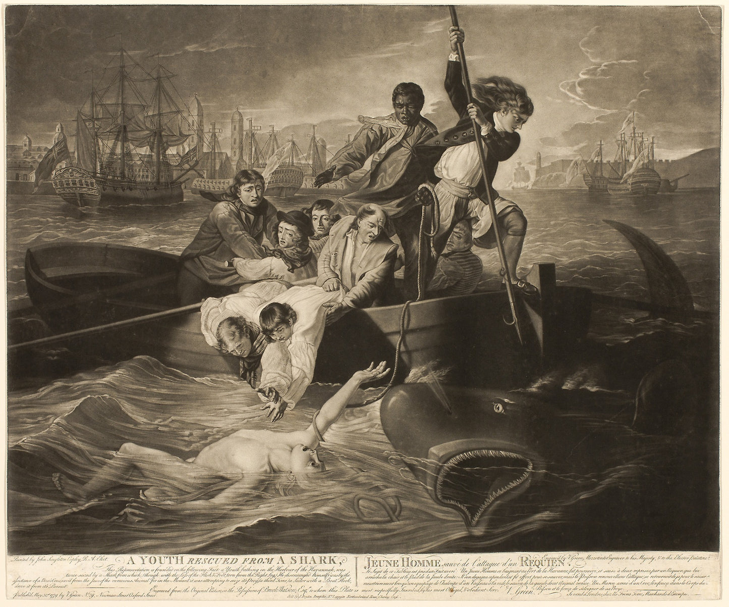 A Youth Rescued from a Shark - Valentine Green (English, 1739-1813), Poster Print Wall Art