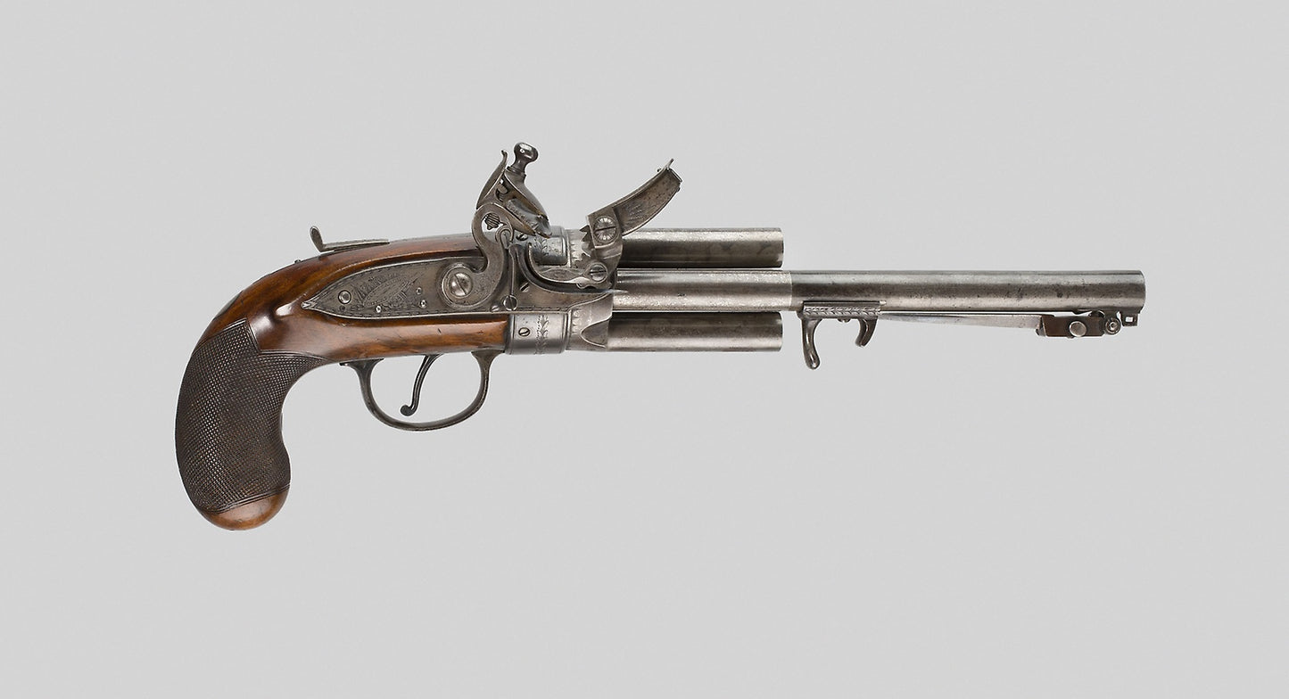 Flintlock Revolver with Bayonet - Gunsmith - Richard Constable (American, active 1817-1851), Poster Print Wall Art