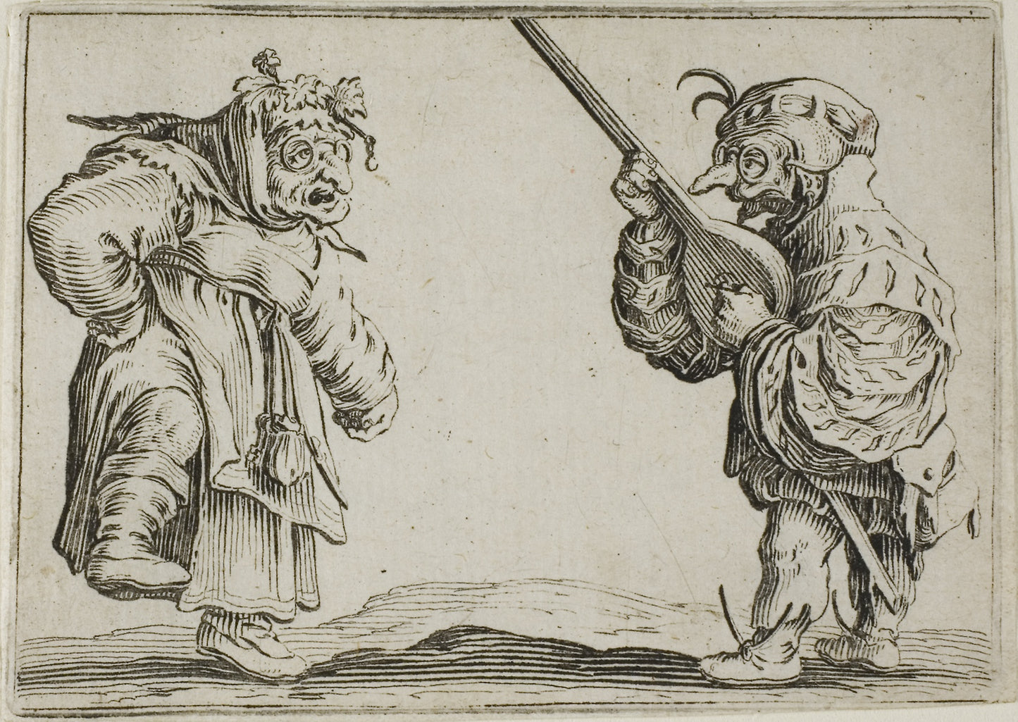 The Dancers with the Lute, from The Caprices - Jacques Callot, Poster Print Wall Art