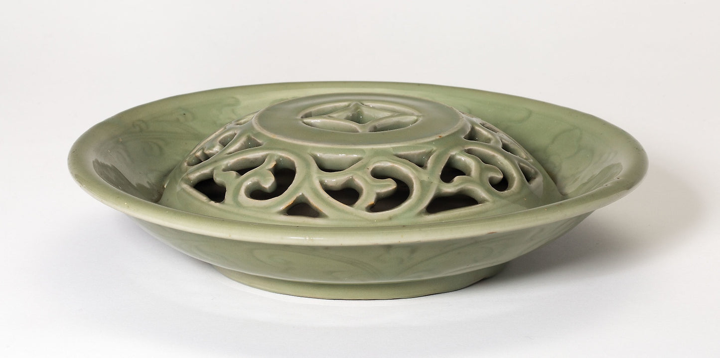 Dish with Openwork Dome and Floral Scrolls - China, Poster Print Wall Art