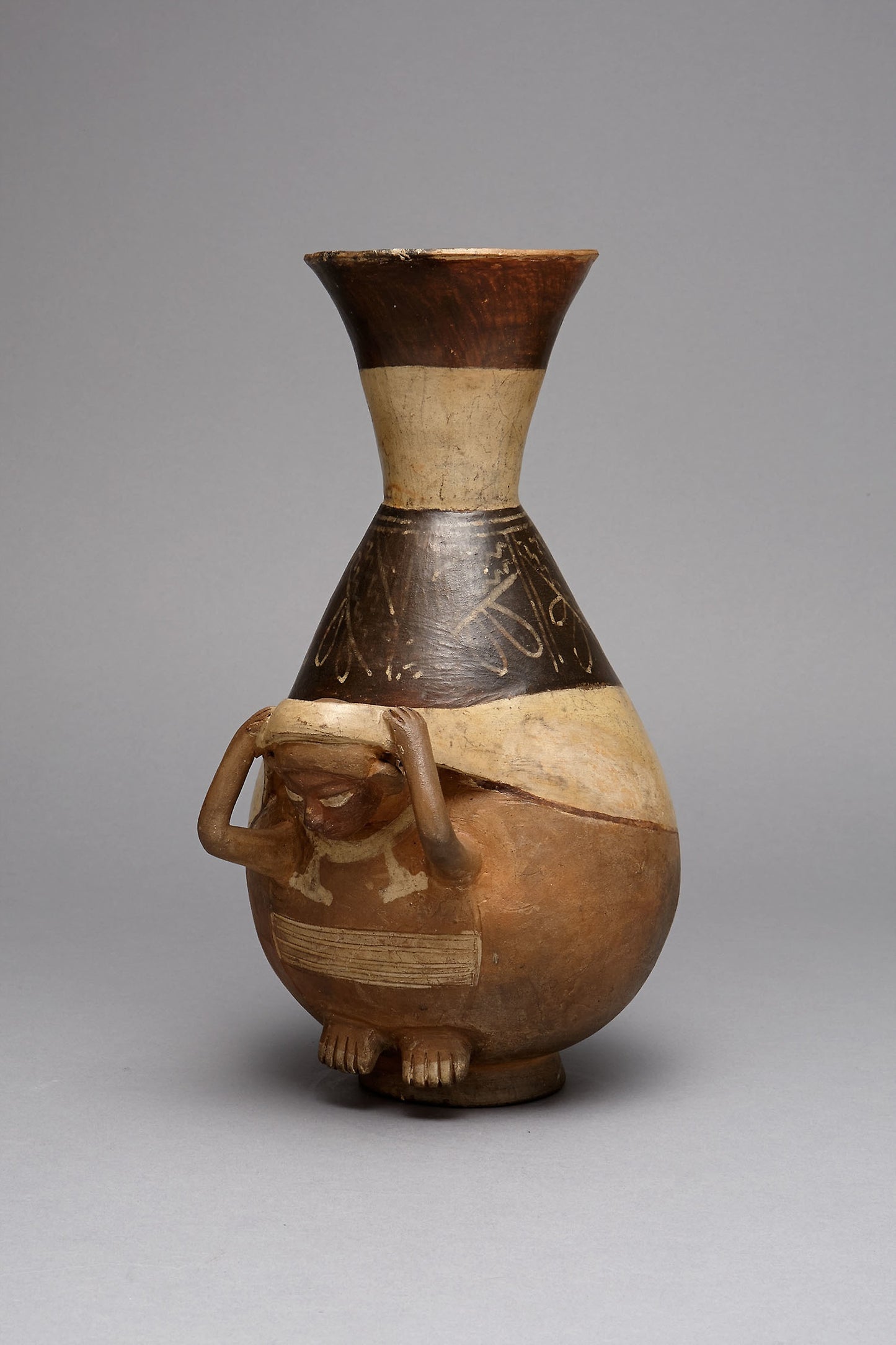 Bottle in Form of a Figure Carrying a Burden with a Tumpline - Moche, Poster Print Wall Art