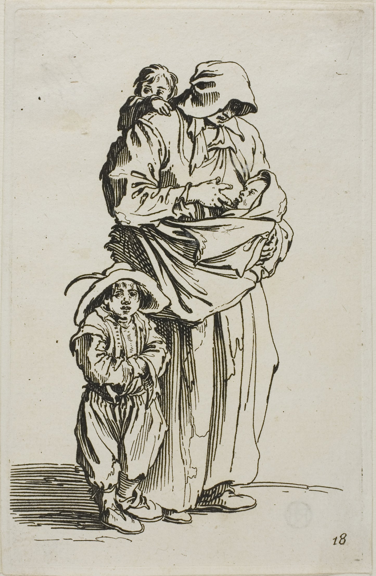 A Mother with her Three Children, plate 18 from The Beggars: Jacques Callot,16x12"(A3) Poster