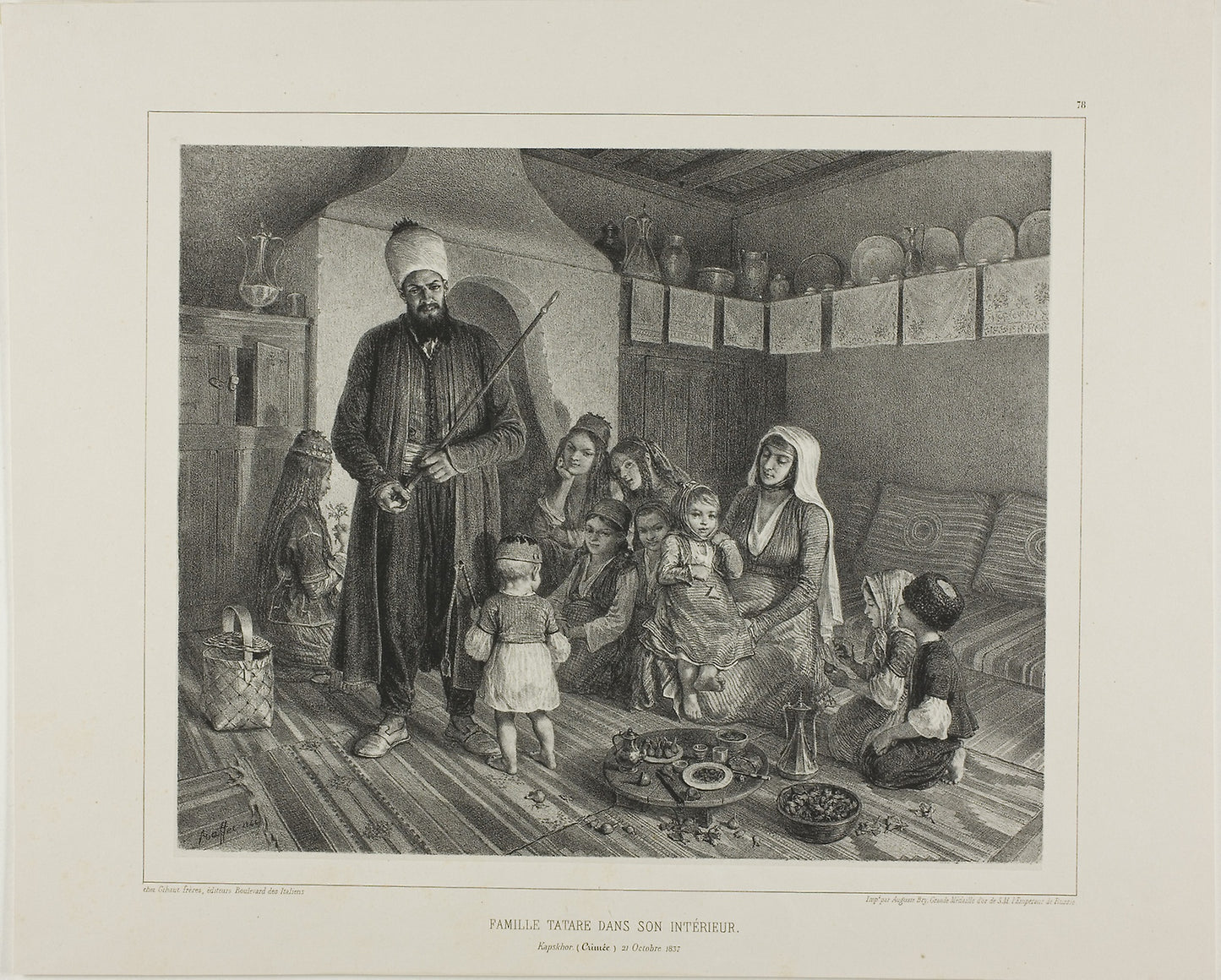 Tartar Family in Their Home, Kapskhor, Crimea, October 21, 1837 - Denis Auguste Marie Raffet (French, 1804-1860), Poster Print Wall Art