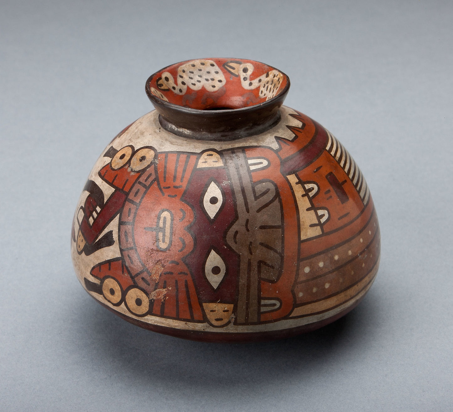 Jar Depicting a Costumed Ritual Performer Wearing Feline Mask - Nazca, Poster Print Wall Art