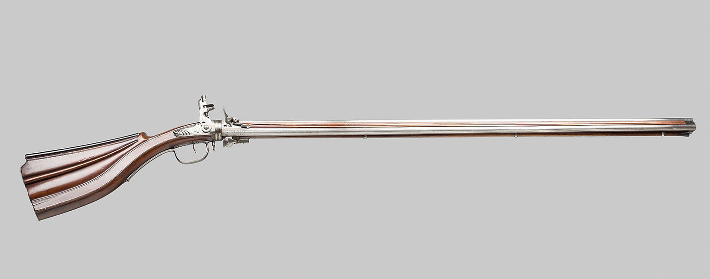 Triple-Barrel Revolving Flintlock Fowling Piece from the Gun Cabinet of the Princes of Liechtenstein - Gunsmith - Tilman Kevcks (German), Poster Print Wall Art