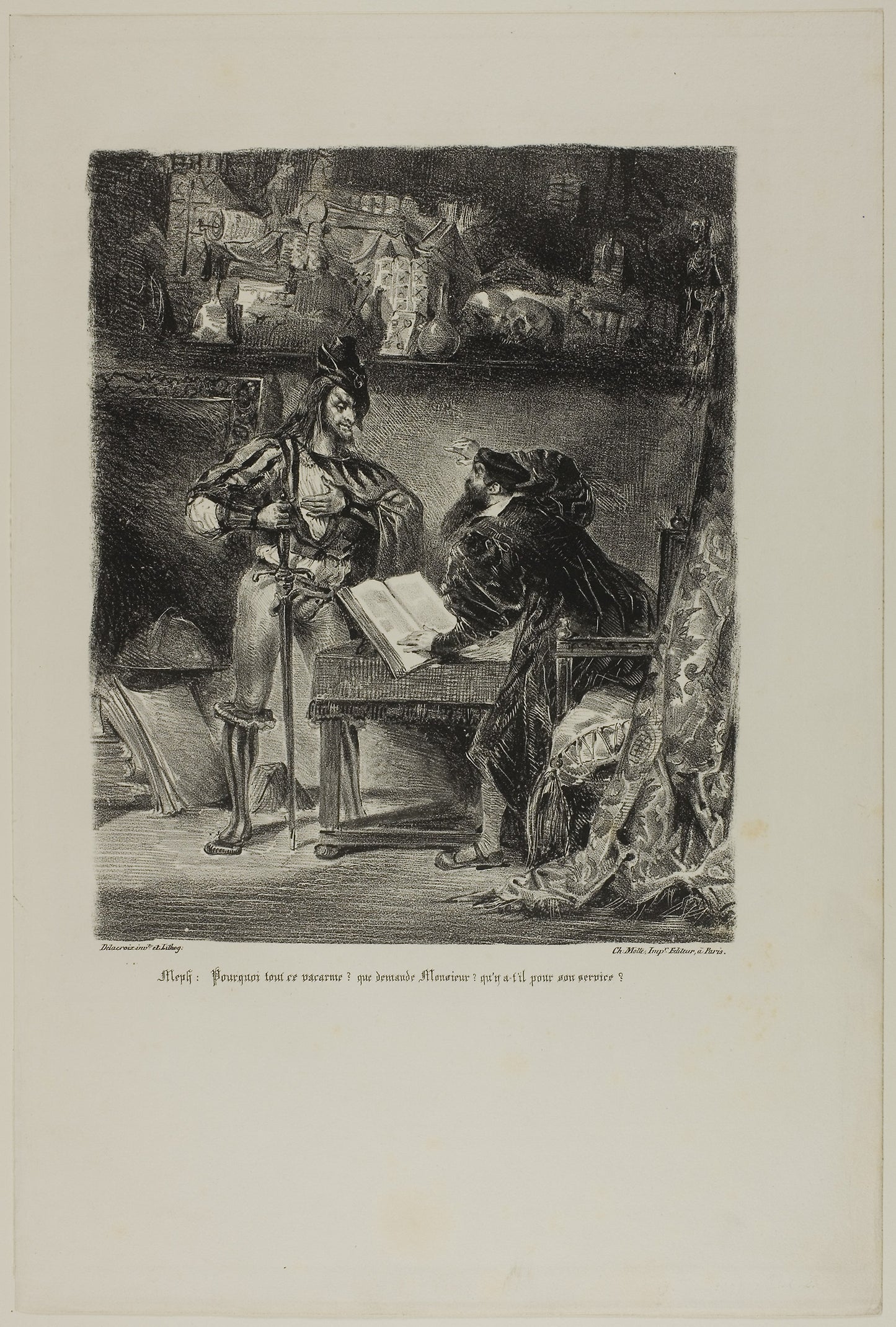 Mephistopheles Appearing to Faust, from Faust - Eugène Delacroix, Poster Print Wall Art