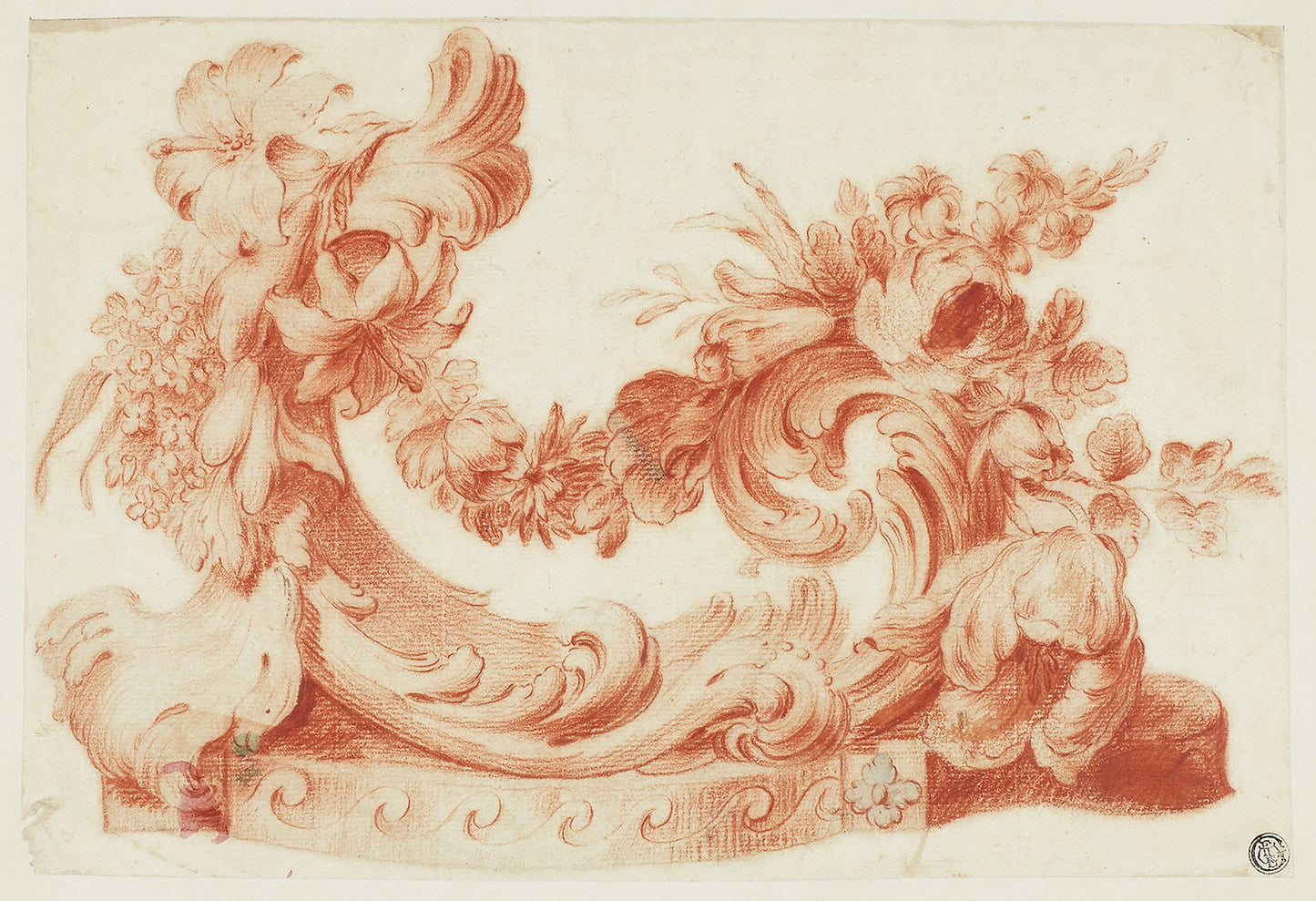Ornamental Design with Flowers - Circle of Jean Baptiste Pillement (French, 1719/28-1808), Poster Print Wall Art
