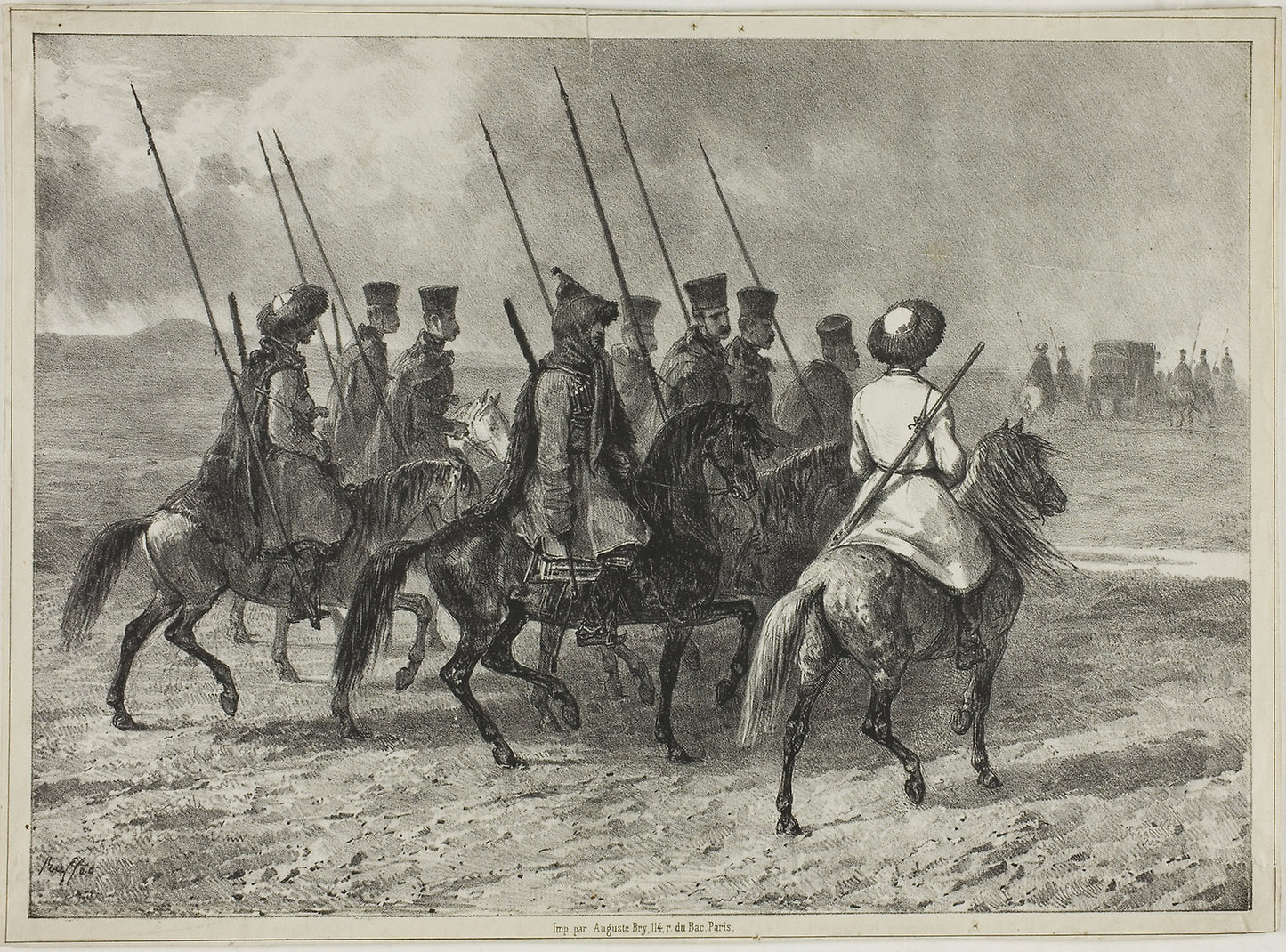 Cossack Escort to the Border of Kuban, Taman (Central Russia), October 11, 1837 - Denis Auguste Marie Raffet (French, 1804-1860), Poster Print Wall Art