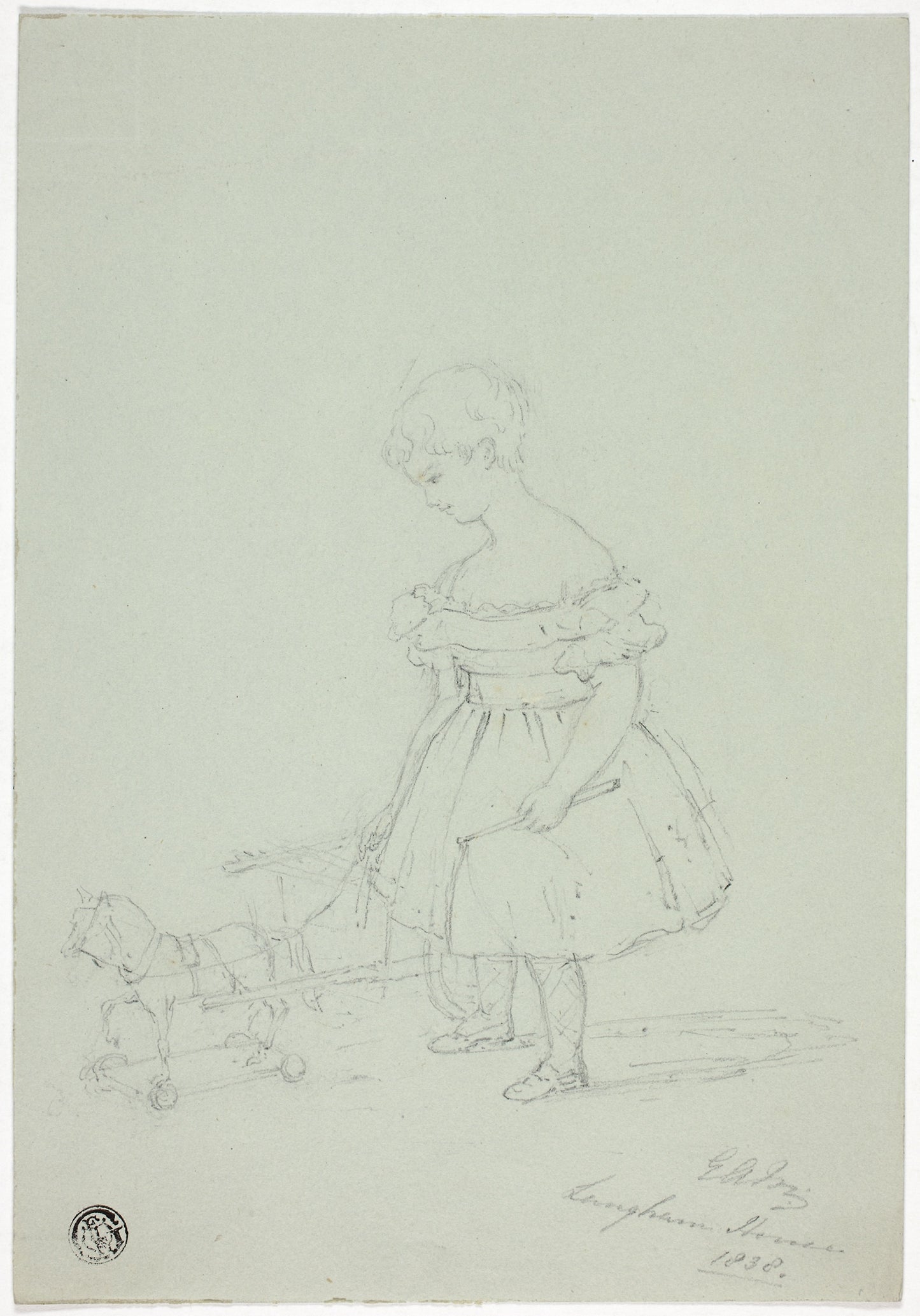 Girl with Toy Horse at Langham House - Elizabeth Murray, Poster Print Wall Art