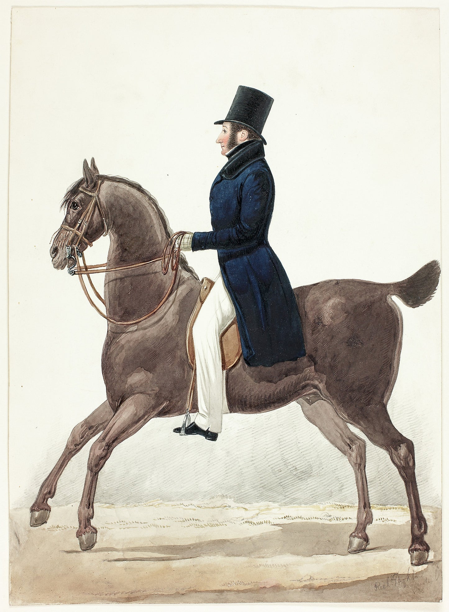 Equestrian Portrait of Man in Profile - Richard Dighton, Poster Print Wall Art