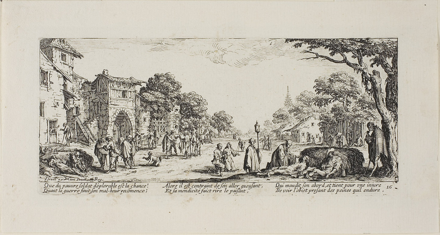 Dying Soldiers - the Roadside, plate sixteen from The Miseries of War - Jacques Callot (French, 1592-1635), Poster Print Wall Art