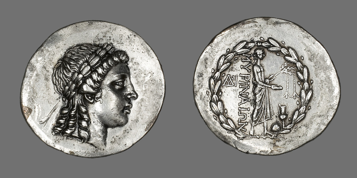 Tetradrachm (Coin) Depicting the God Apollo Gryneios - Greek; minted in Myrina, Aeolis, Asia Minor (modern Turkey), Poster Print Wall Art
