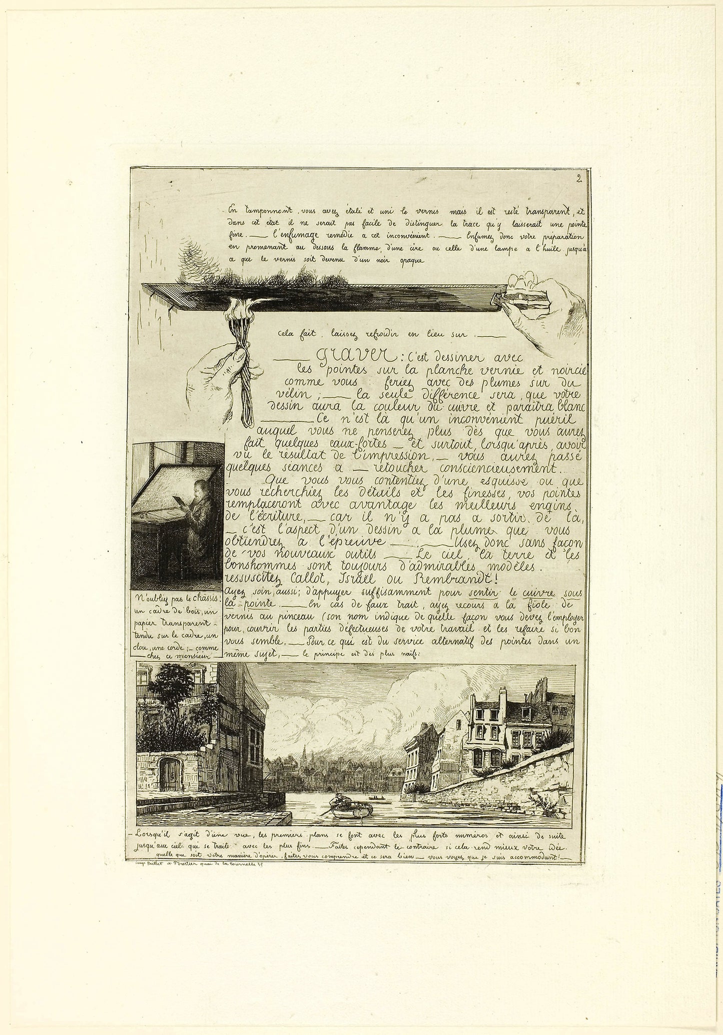 Page two, from Letter on the Elements of Etching: Adolphe Martial Potémont (French, 1828-1883), Poster Print Wall Art