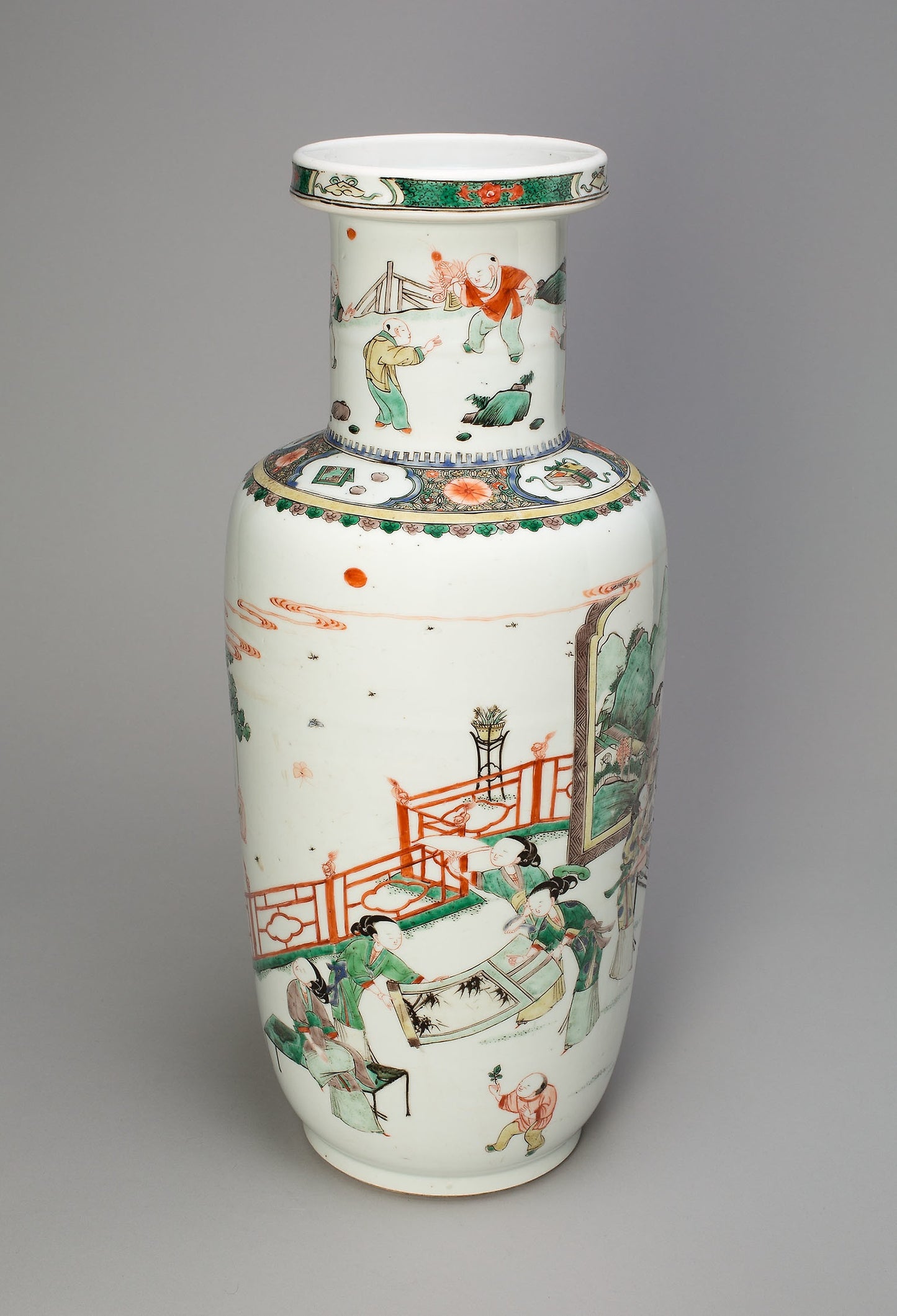 Baluster Vase with Women Performing the "Four Accomplishments" and Children in a Garden - China, Poster Print Wall Art