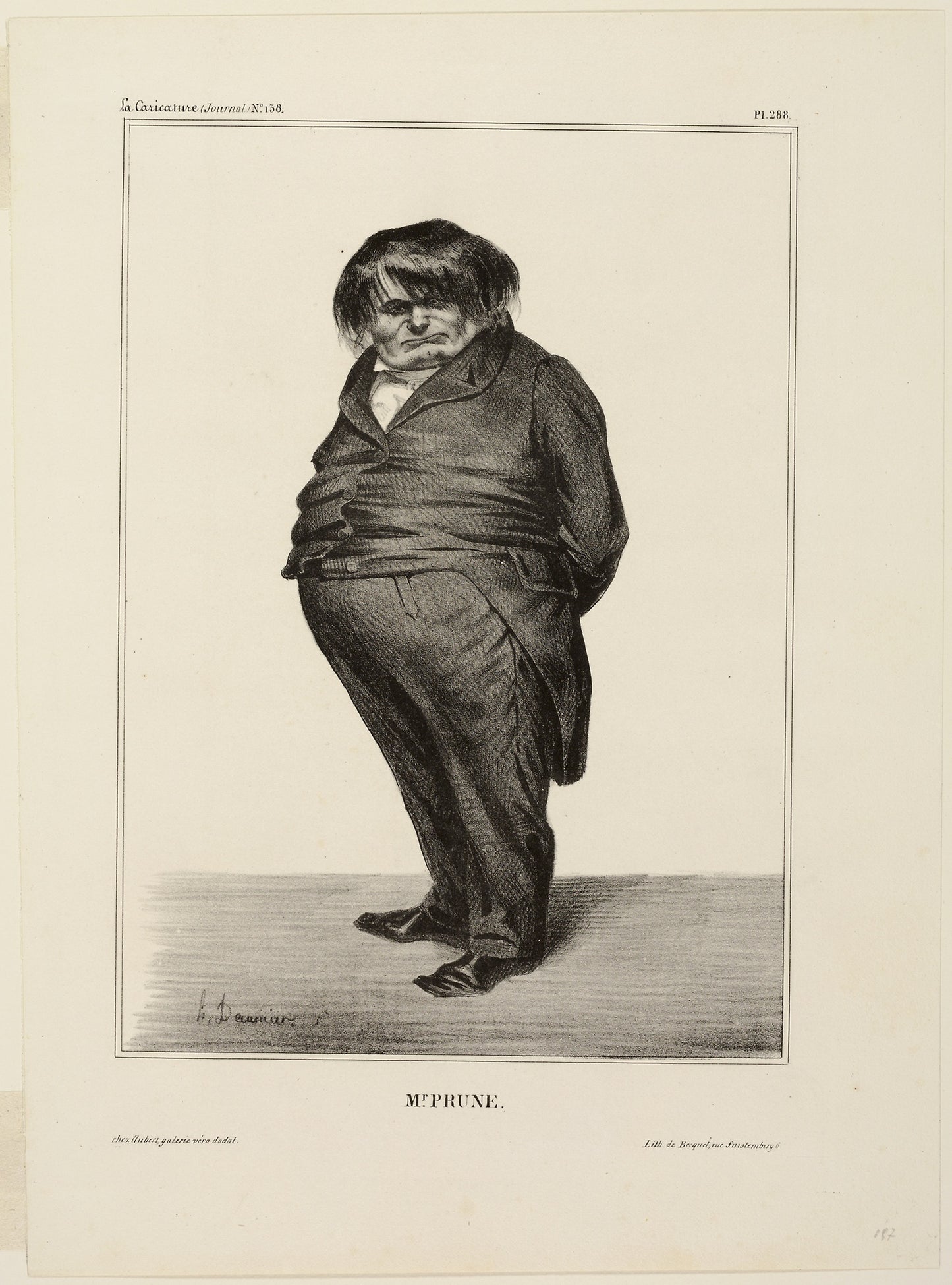 Mr. Prune, plate 288 from Célébrités de la Caricature - Honoré Victorin Daumier, Poster Print Wall Art