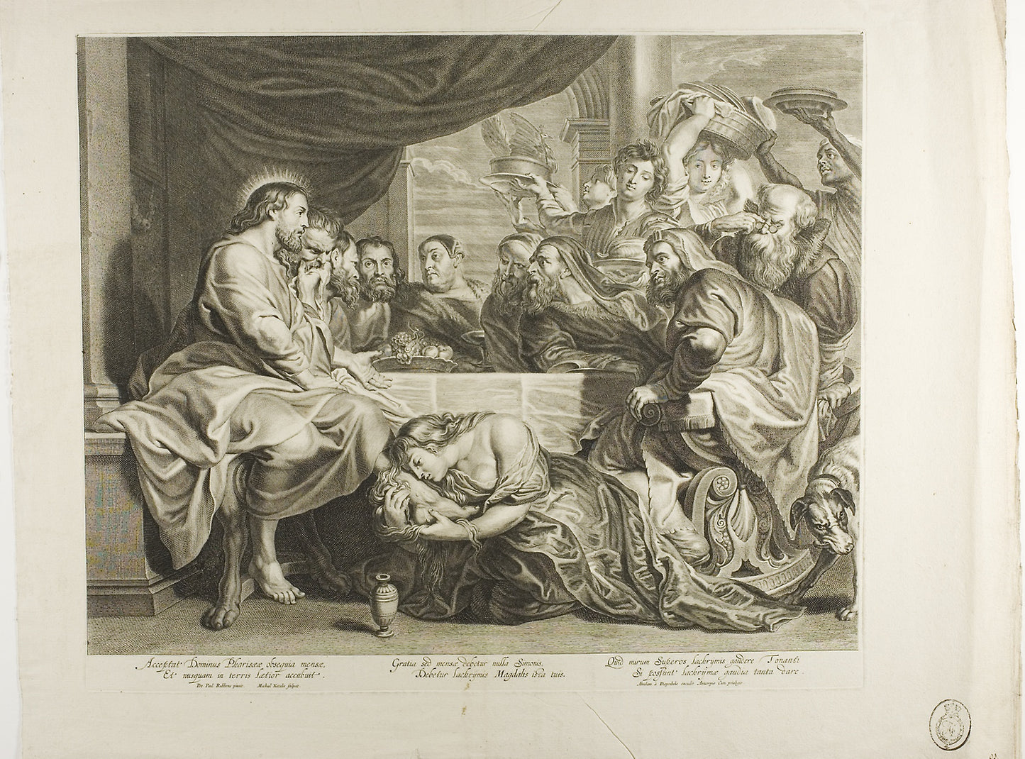 Mary Magdalene at the Feet of Jesus in the Home of Simon the Pharisee - Michiel Natalis (Flemish, 1610-1668), Poster Print Wall Art