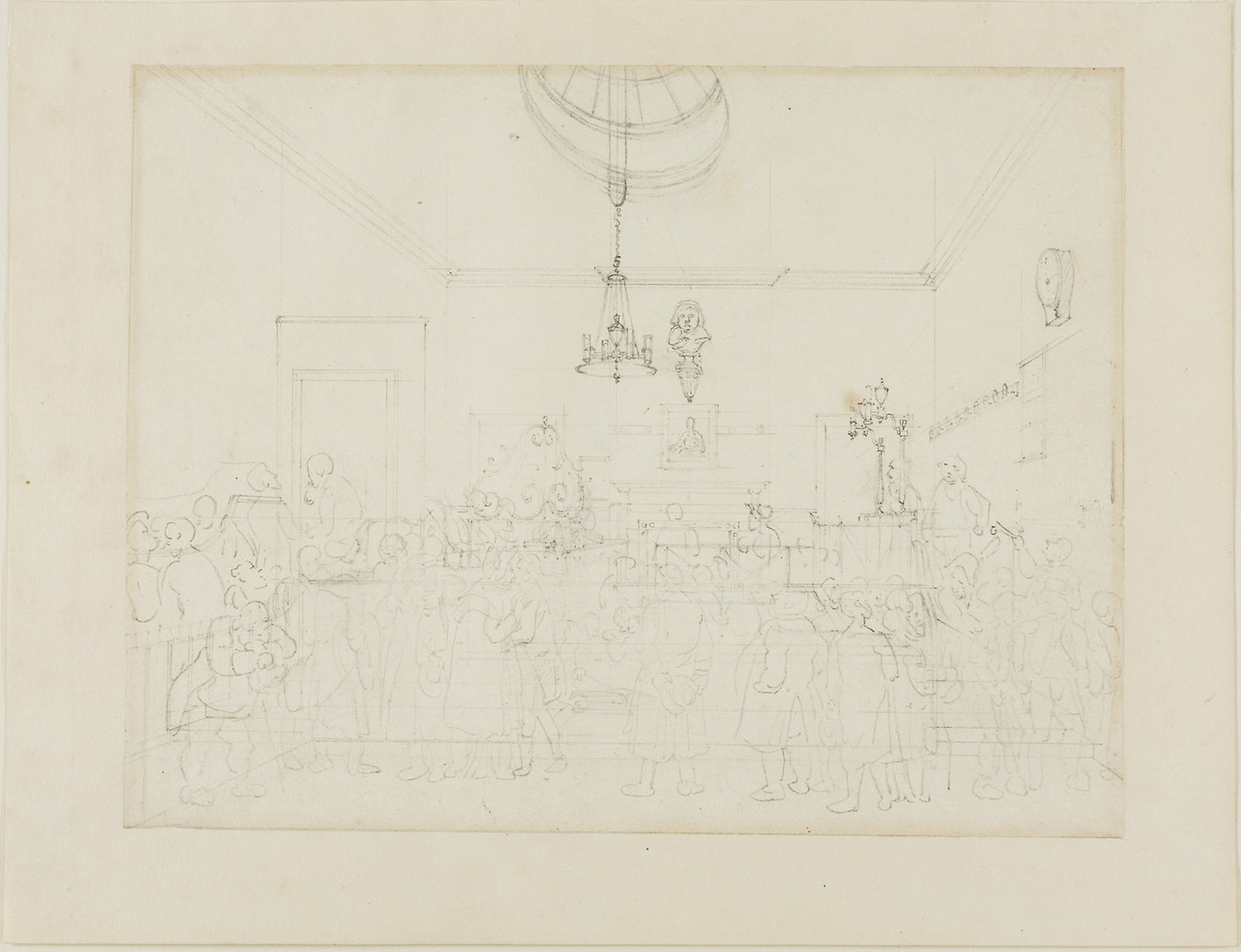 Study for Bow Street Office, from Microcosm of London - Augustus Charles Pugin (English, born France, 1762-1832), Poster Print Wall Art