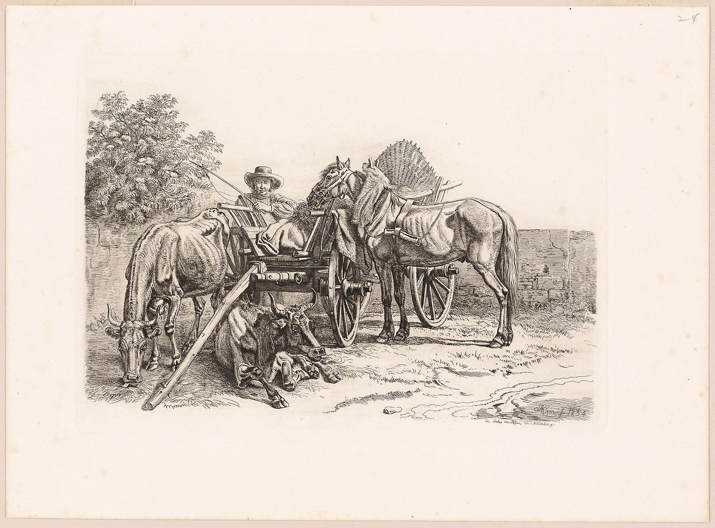 Farmer and His Cart - Johann Adam Klein, Poster Print Wall Art