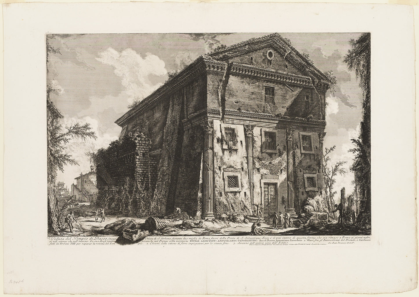View of the Temple of Bacchus, now the church of S. Urbano, two miles distant from Rome, beyond the Porta S. Sebastiano, from Views of Rome - Giovanni Battista Piranesi, Poster Print Wall Art
