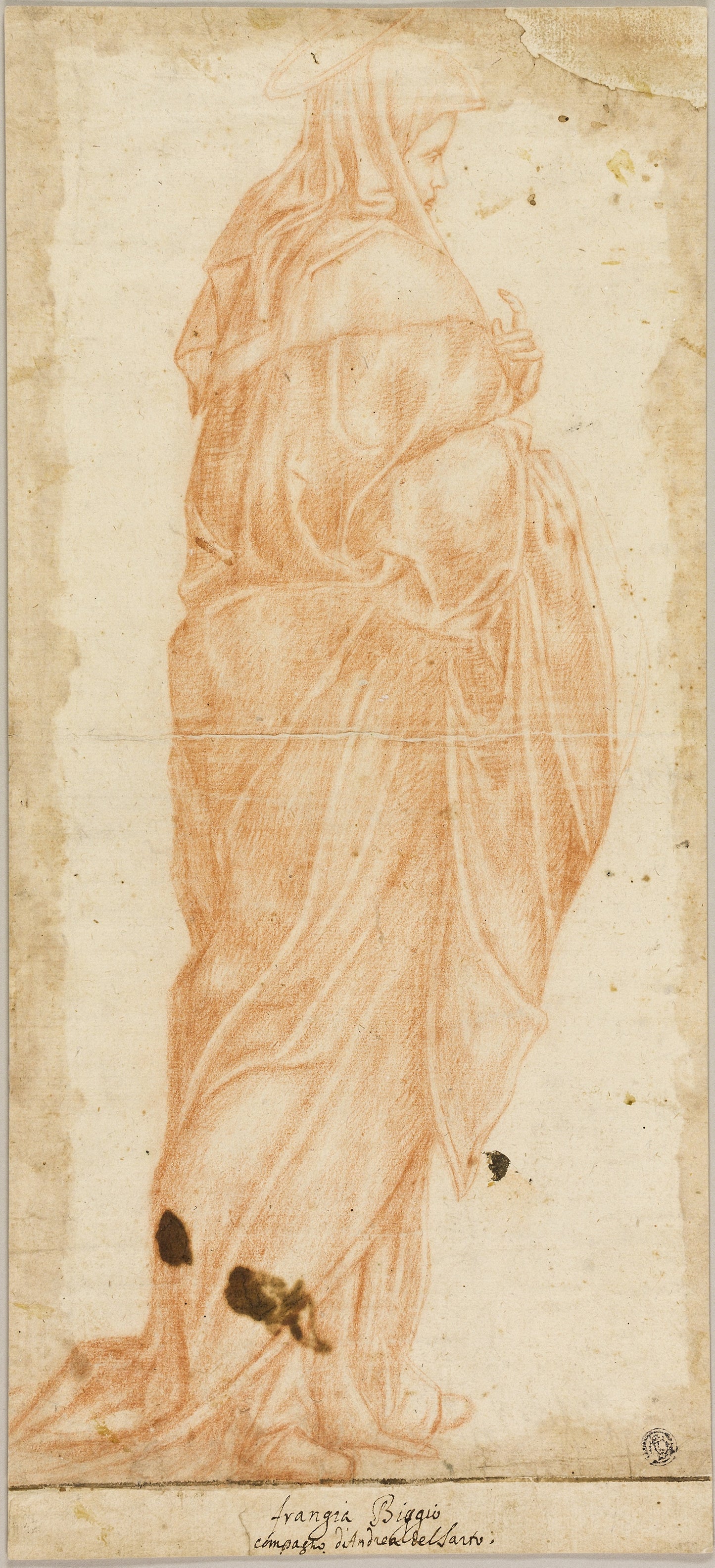 Virgin Mary Standing in Profile - After Francesco di Cristofano, called Franciabigio, Poster Print Wall Art