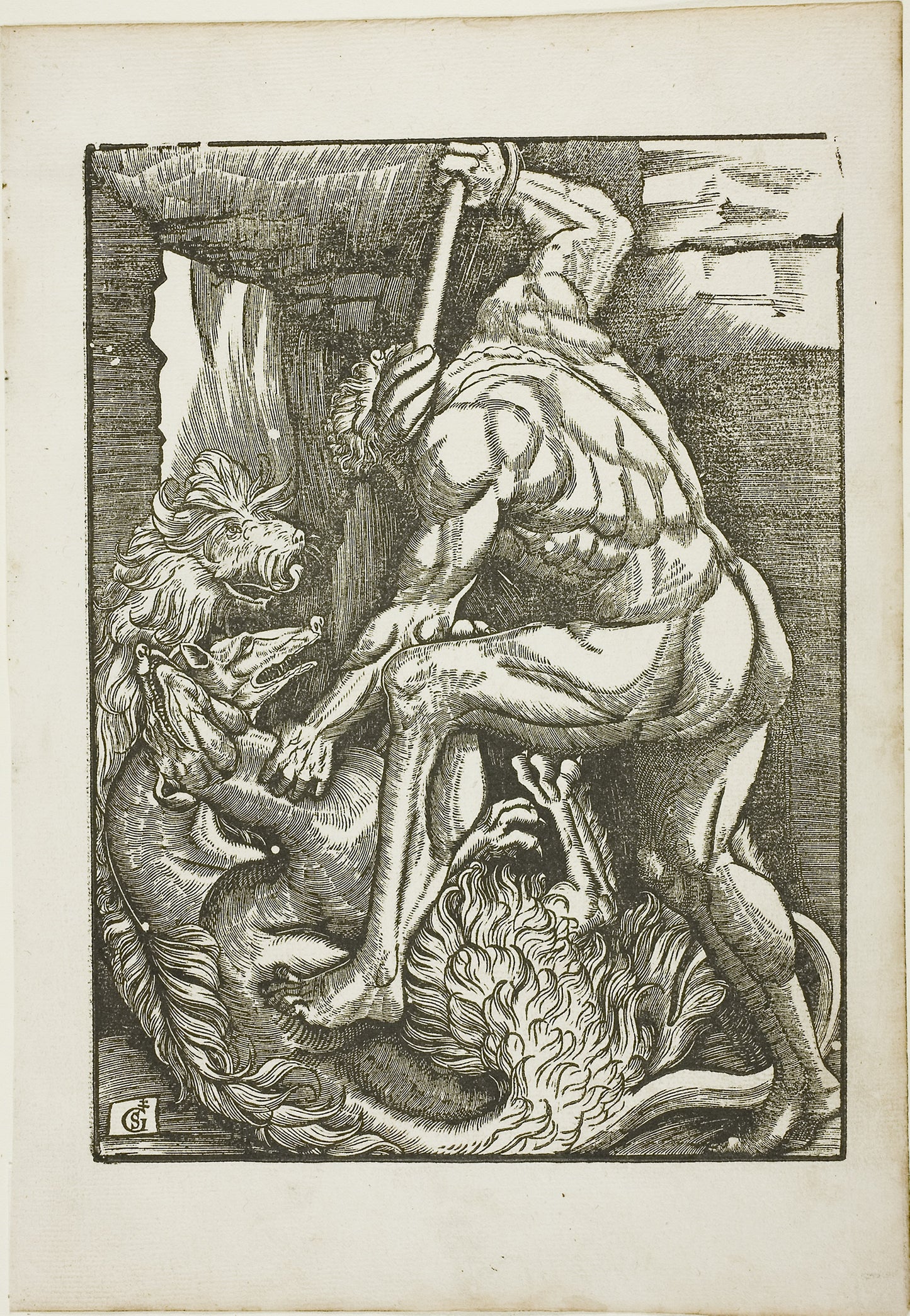 The Labors of Hercules - Bringing Cerberus from the Lower World - Gabriel Salmon, Poster Print Wall Art
