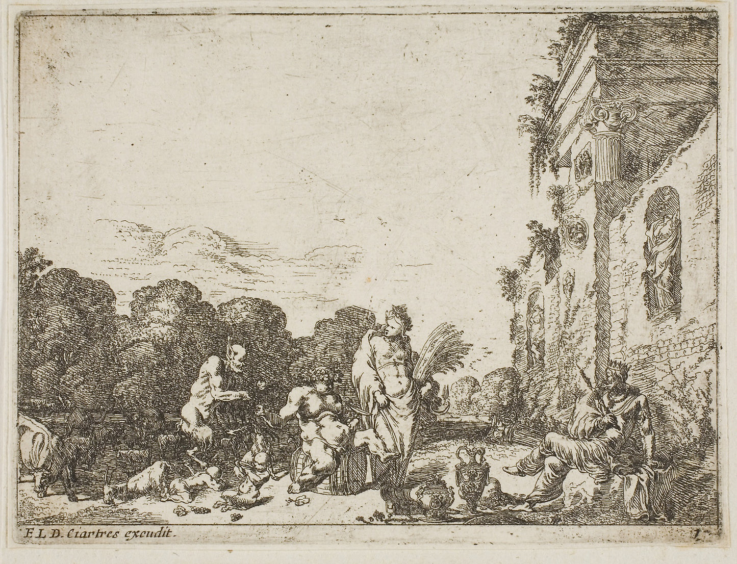 Bacchanalian Scene with Allegorical Figures - Johann Wilhelm Bauer, Poster Print Wall Art