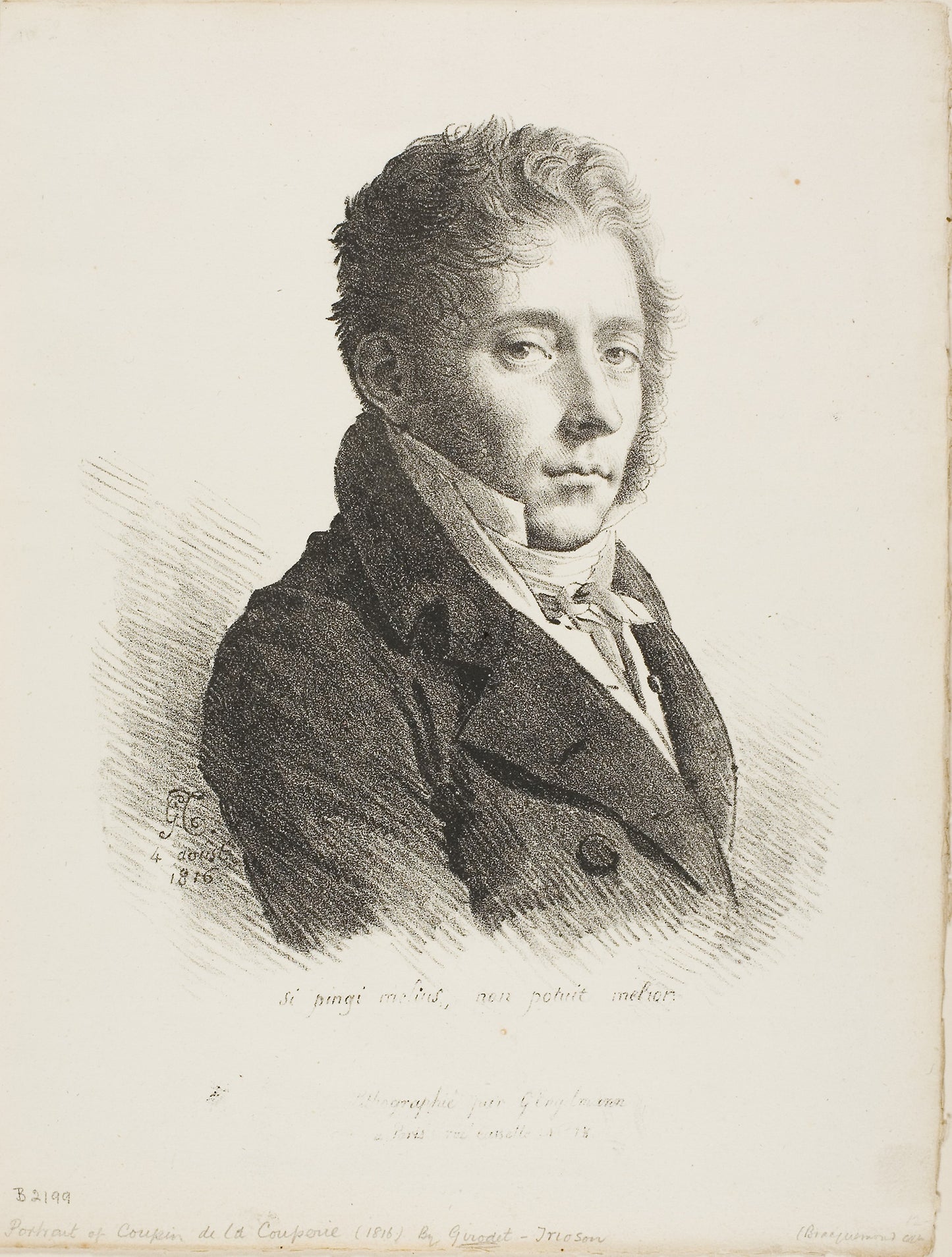Portrait of Coupin de la Couperie - Anne-Louis Girodet de Roucy-Trioson (French, 1767-1824), Poster Print Wall Art